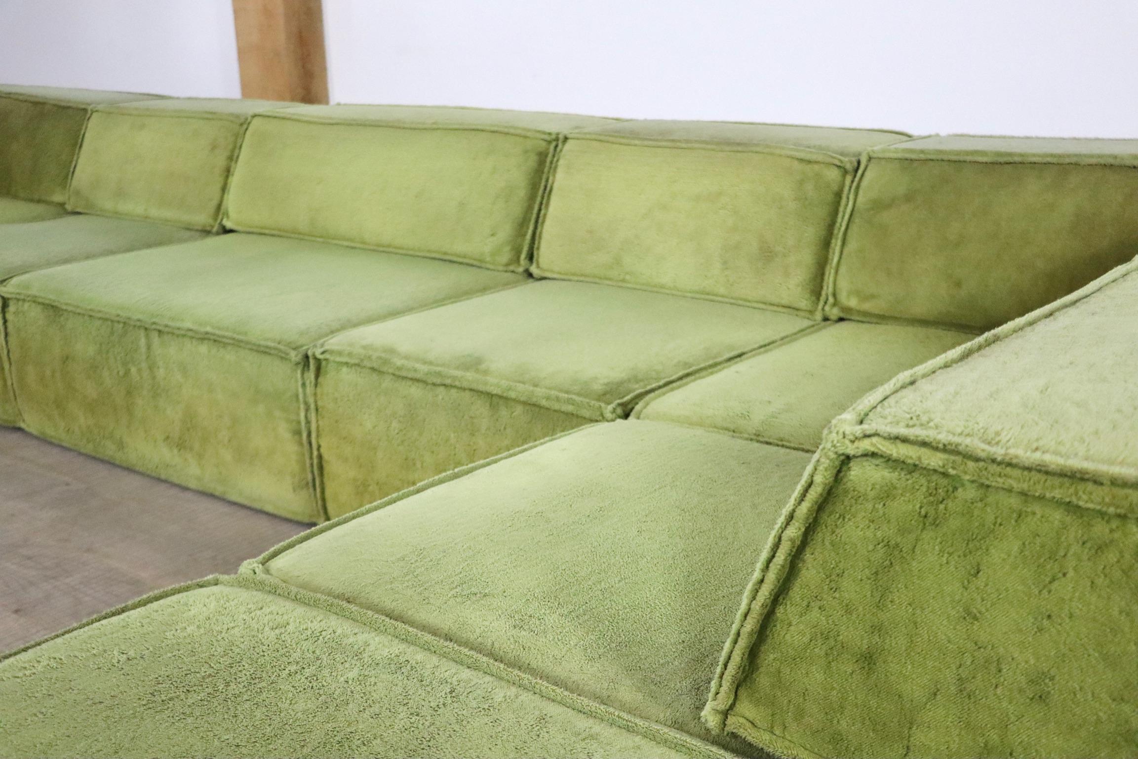 Upholstery COR Trio modular sofa in green teddy by Team Form AG, 1970s