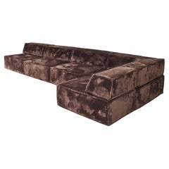 Canapé sectionnel CORO Trio en velours brun chocolat 1972  NOUVEAU UPHOLSTERY
