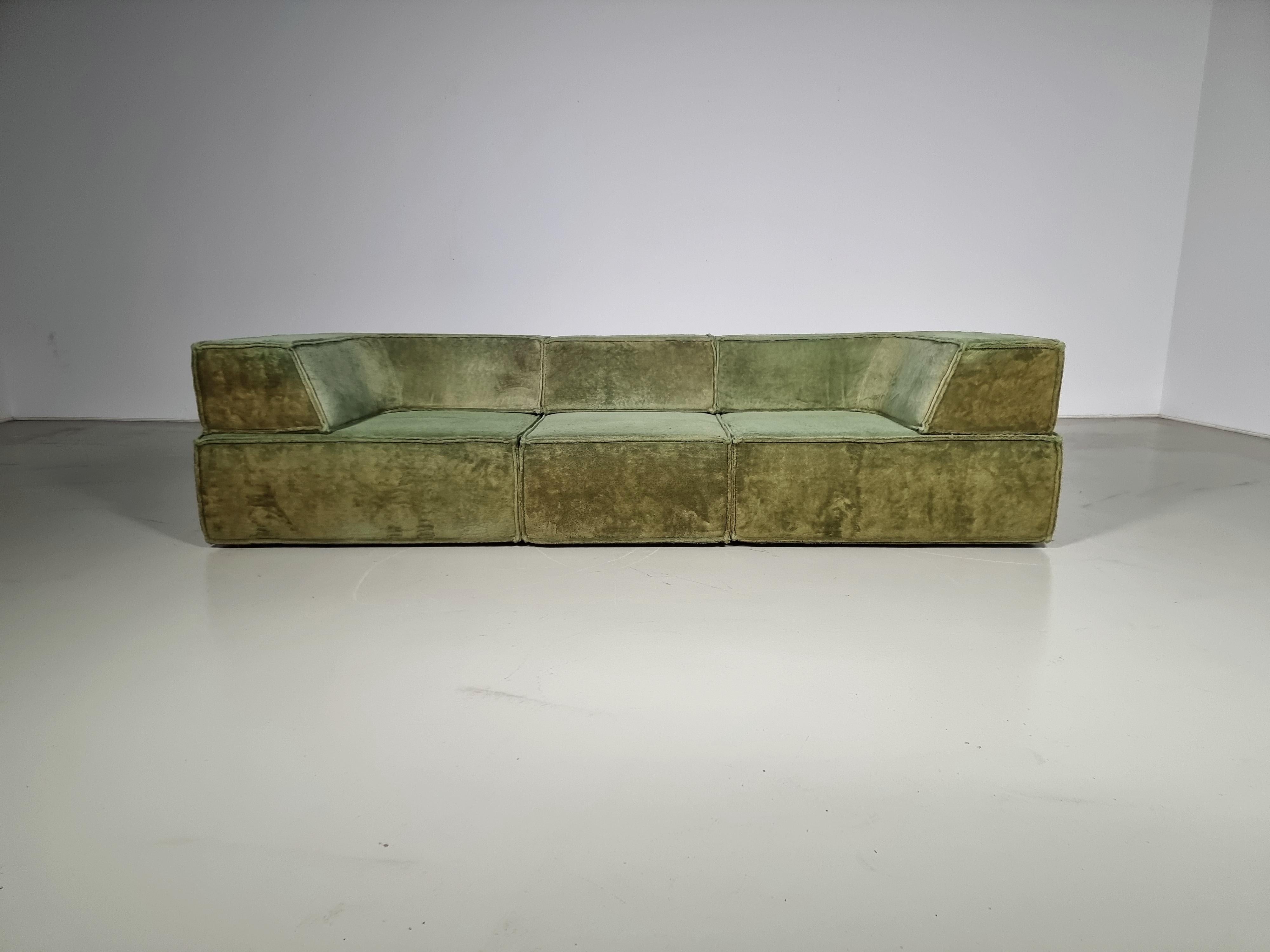 This comfortable sectional sofa that was designed by the Swiss Designers Group Team Form AG and produced in the 1970s by COR, Germany. Many different kinds of variants are possible because of the modular and adjustable system of the sofa. In its