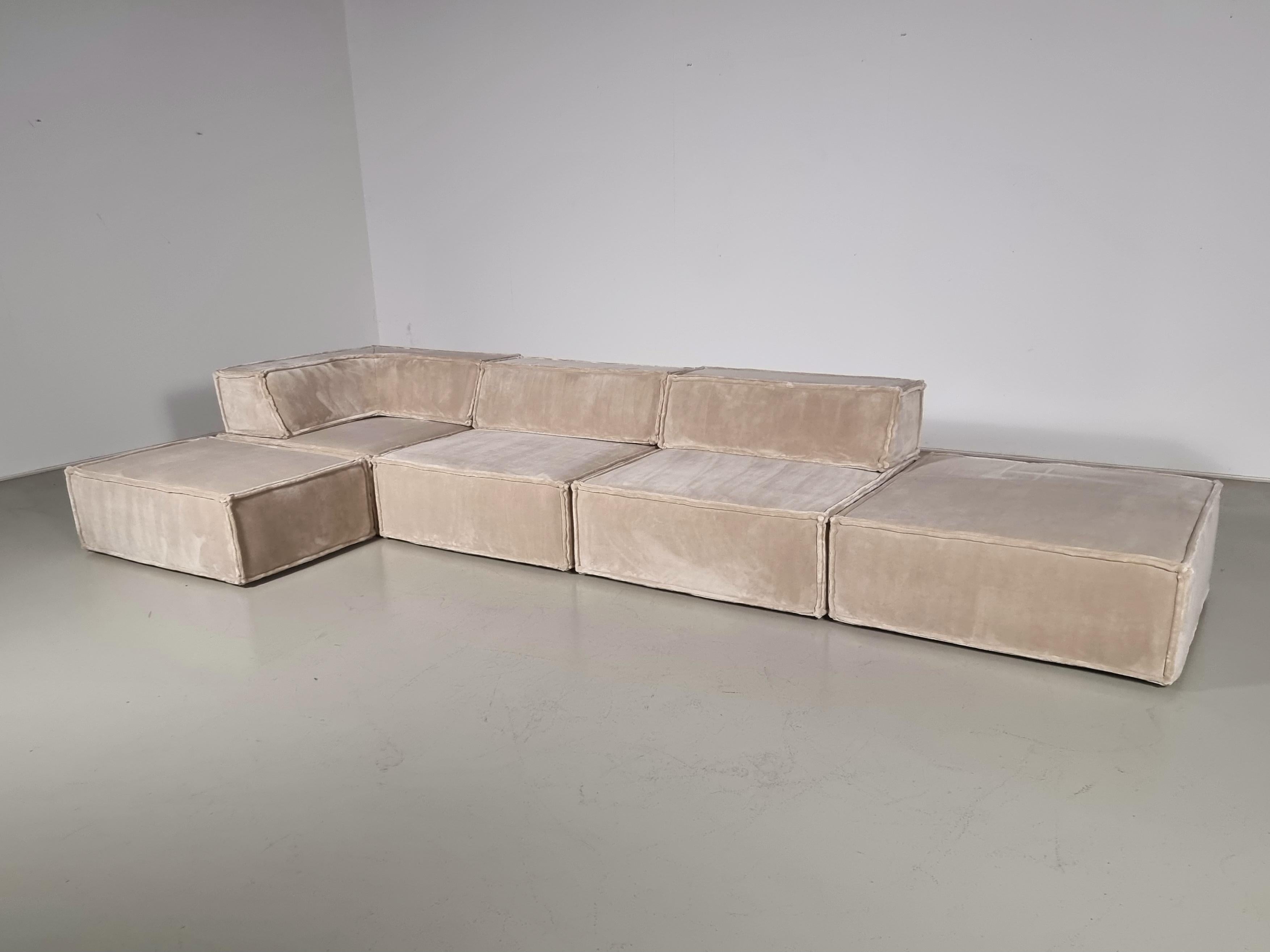 This comfortable new upholstered sectional sofa was designed by the Swiss Designers Group Team Form AG and produced in the 1970s by COR, Germany.  All sections of the sofa can be arranged at your will. Even the backrests can be positioned freely.