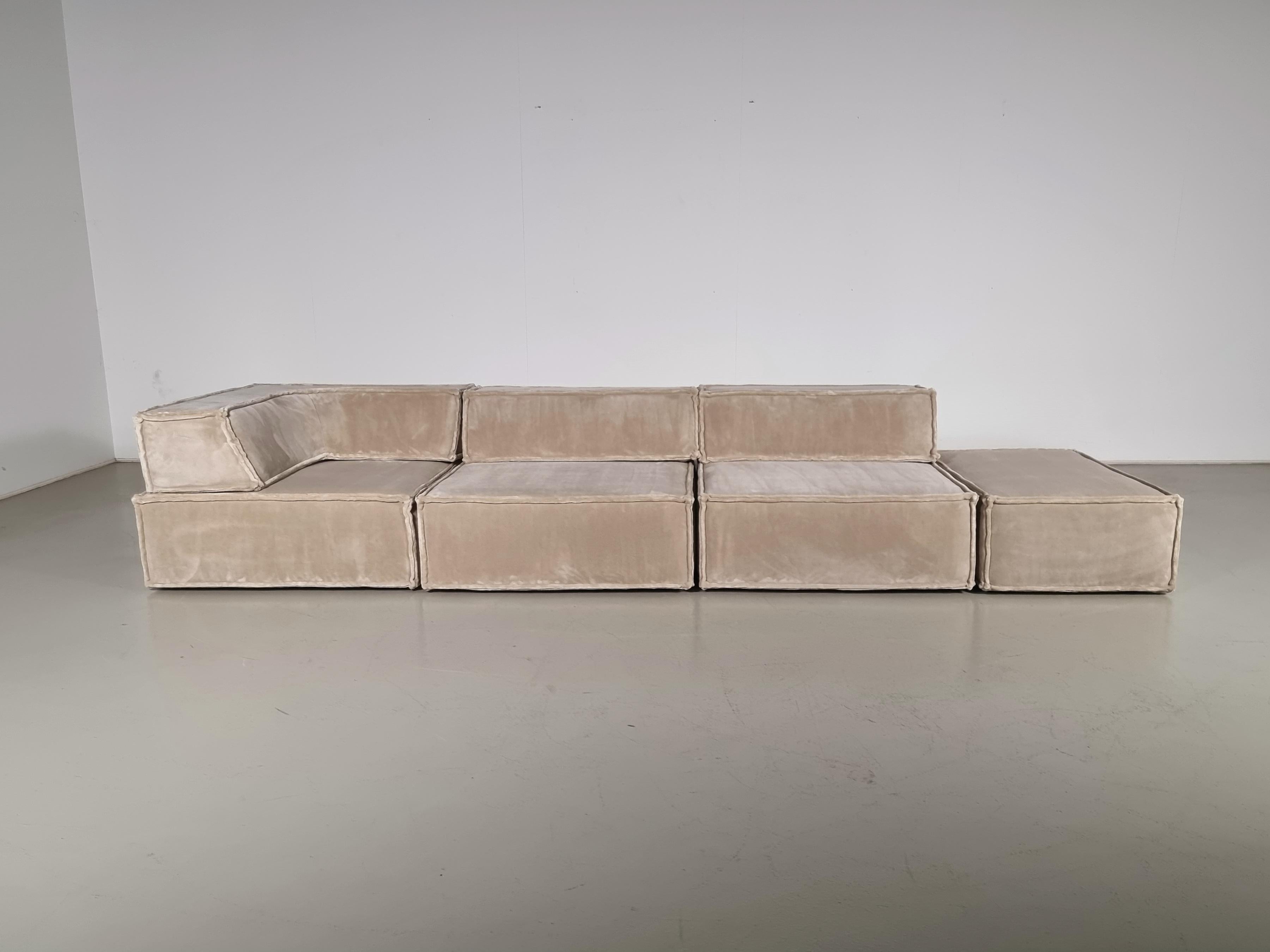 This comfortable new upholstered sectional sofa was designed by the Swiss Designers Group Team Form AG and produced in the 1970s by COR, Germany.  All sections of the sofa can be arranged at your will. Even the backrests can be positioned freely.