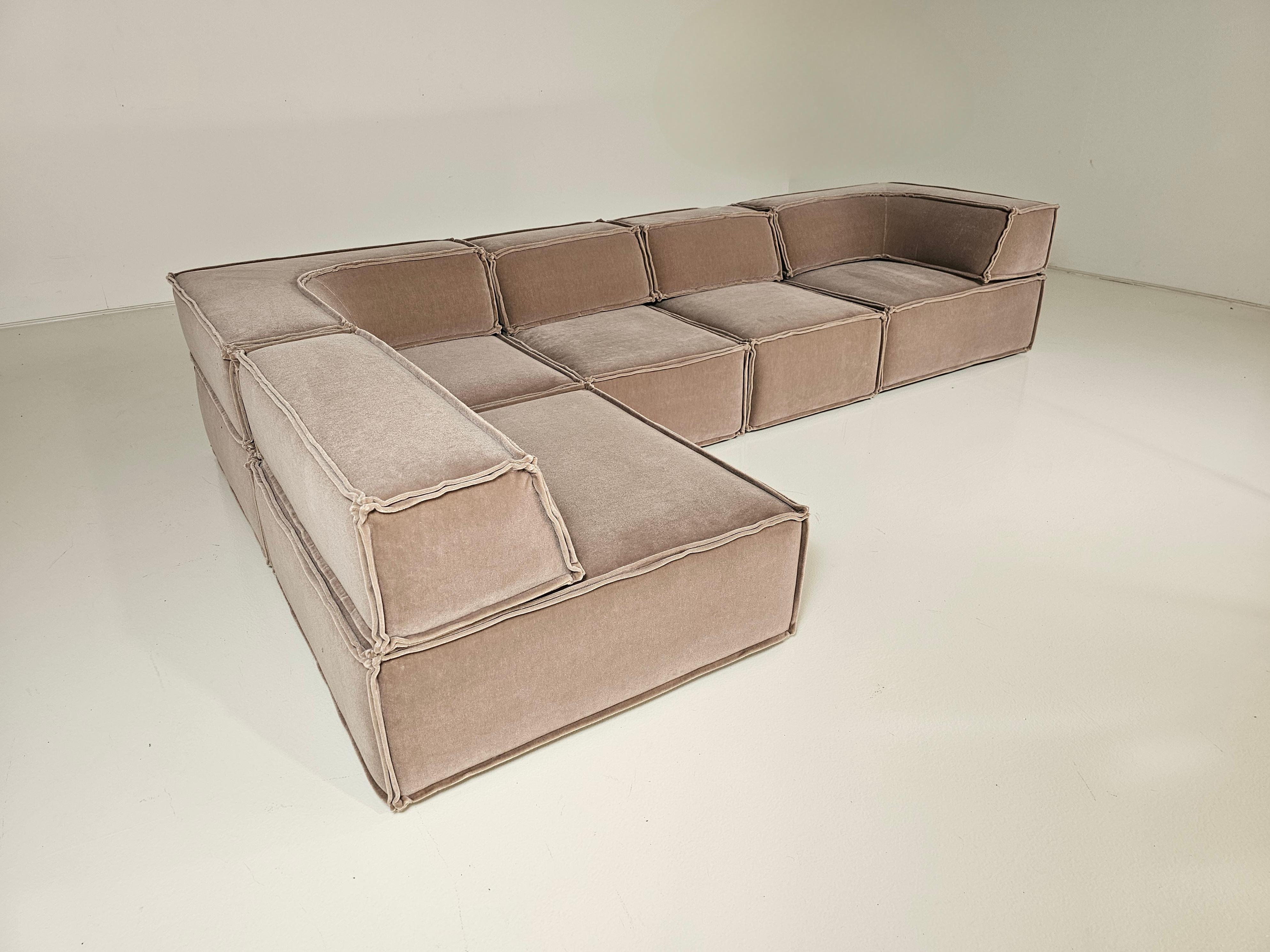 COR Trio-Sofa aus beigem Mohair von Team Form Ag für COR Furniture, Deutschland, 1970er Jahre (Moderne der Mitte des Jahrhunderts) im Angebot