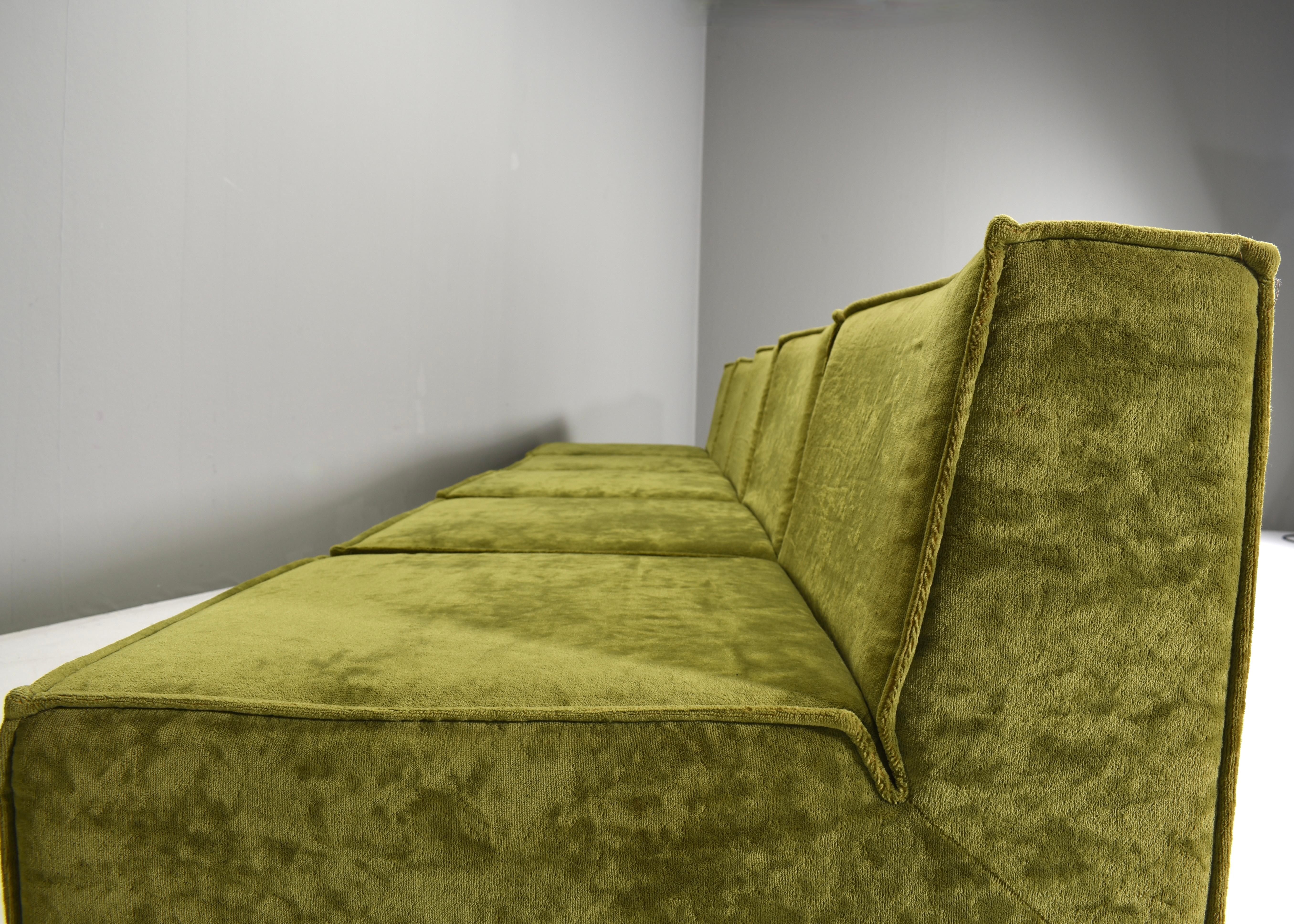 COR TRIO style green velvet seventies sectional sofa, circa 1970 1
