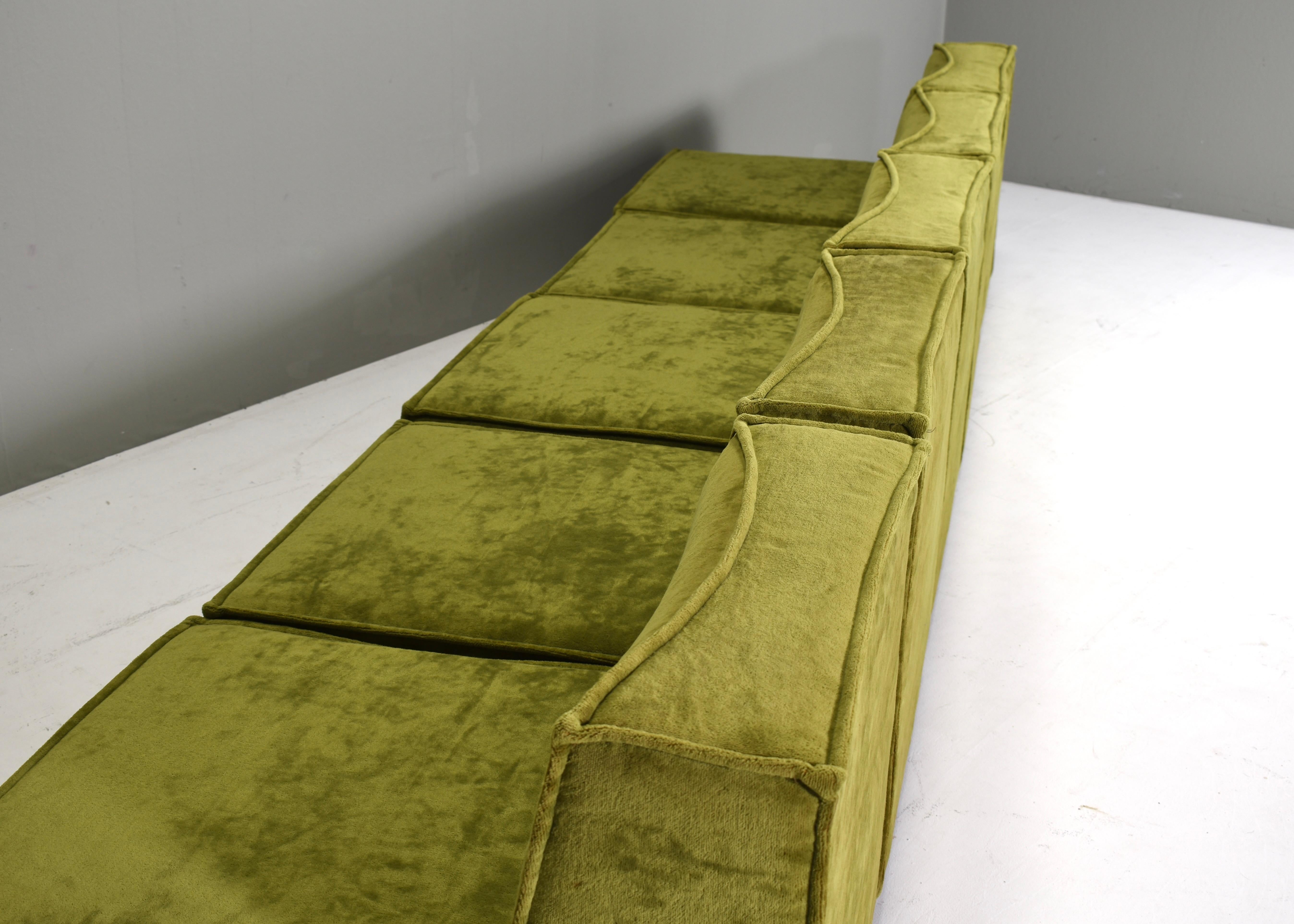 COR TRIO style green velvet seventies sectional sofa, circa 1970 2