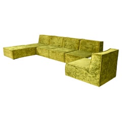 COR TRIO style green velvet seventies sectional sofa, circa 1970