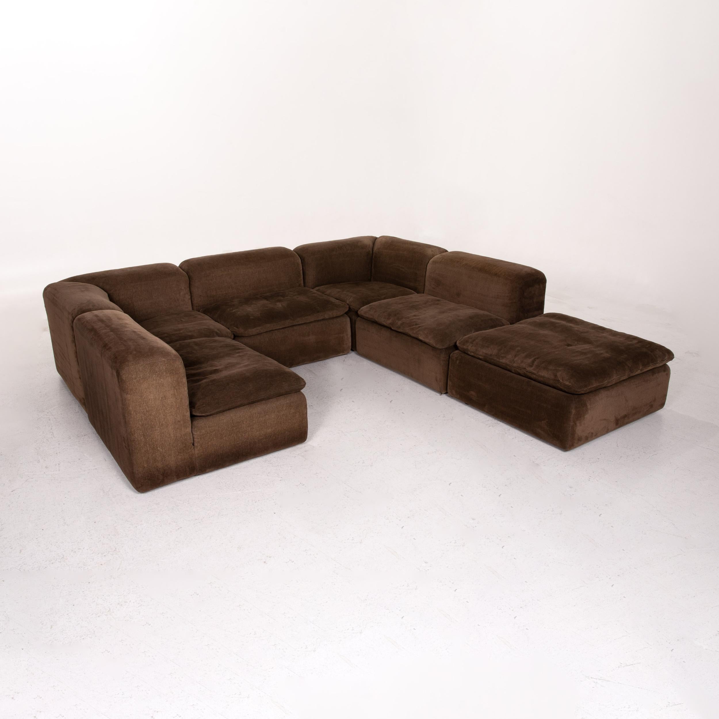 COR Samt Stoff Ecksofa Brown Modular Sofa Couch 4
