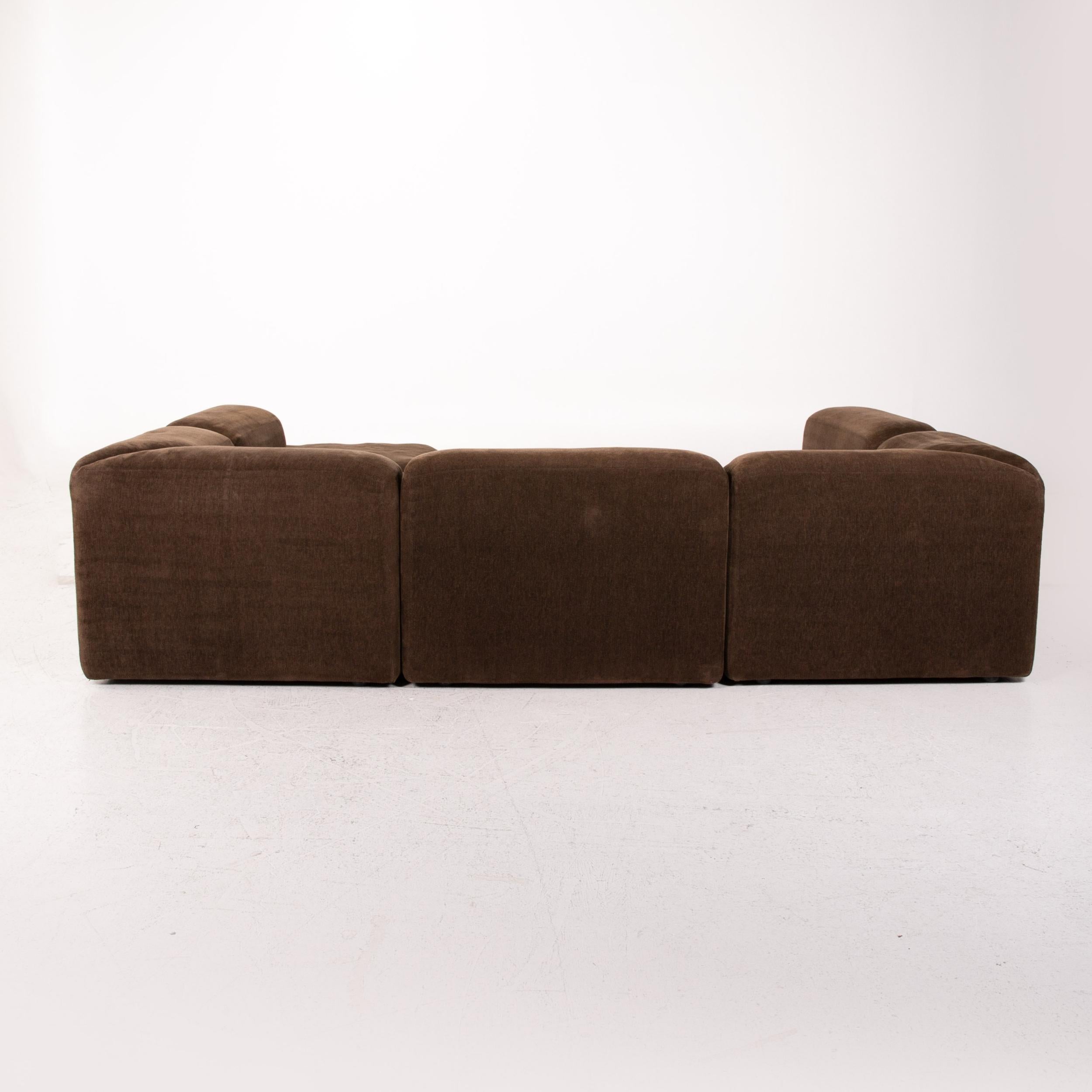 COR Samt Stoff Ecksofa Brown Modular Sofa Couch 6