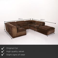 COR Samt Stoff Ecksofa Brown Modular Sofa Couch