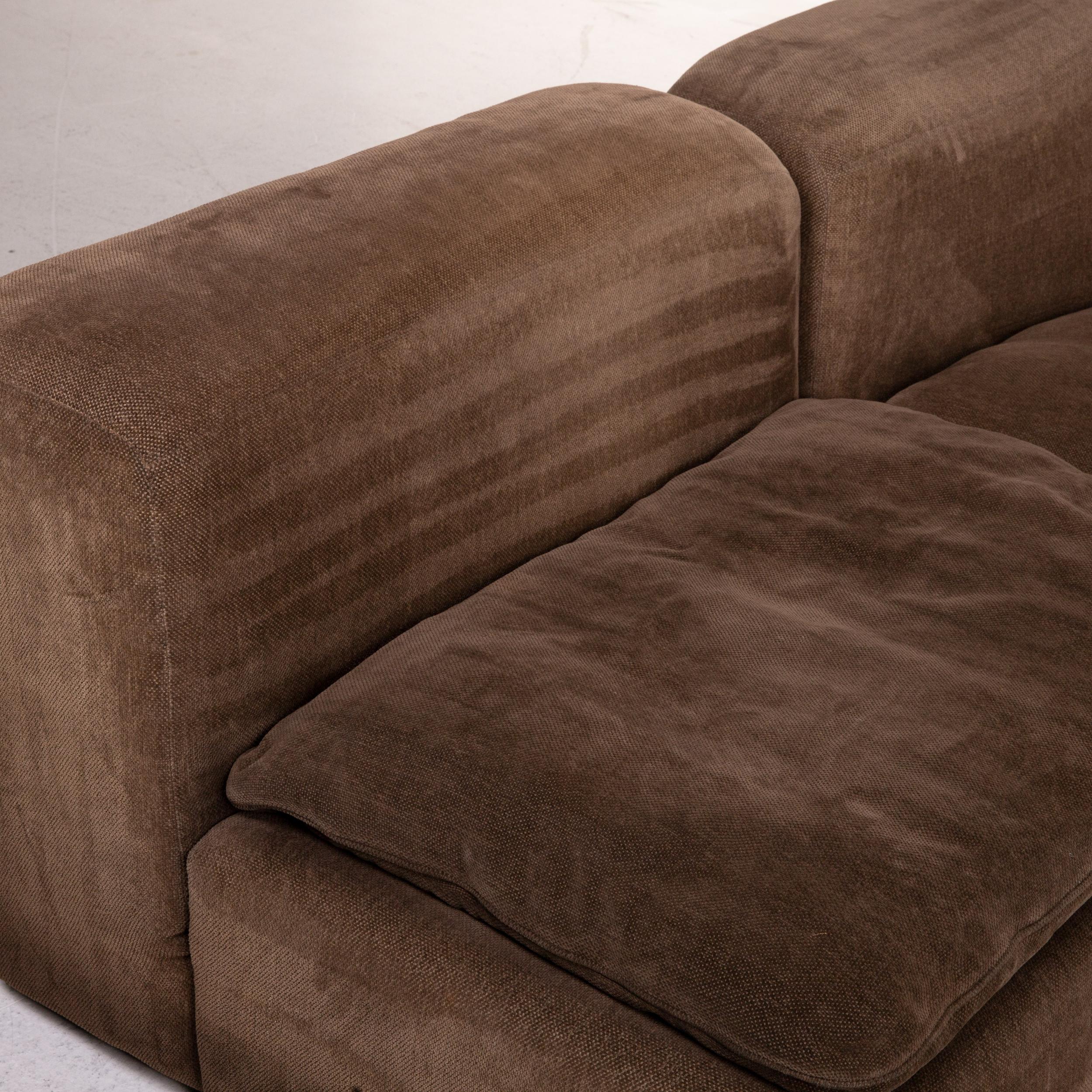 COR Samt Stoff Ecksofa Brown Modular Sofa Couch im Zustand „Gut“ in Cologne, DE