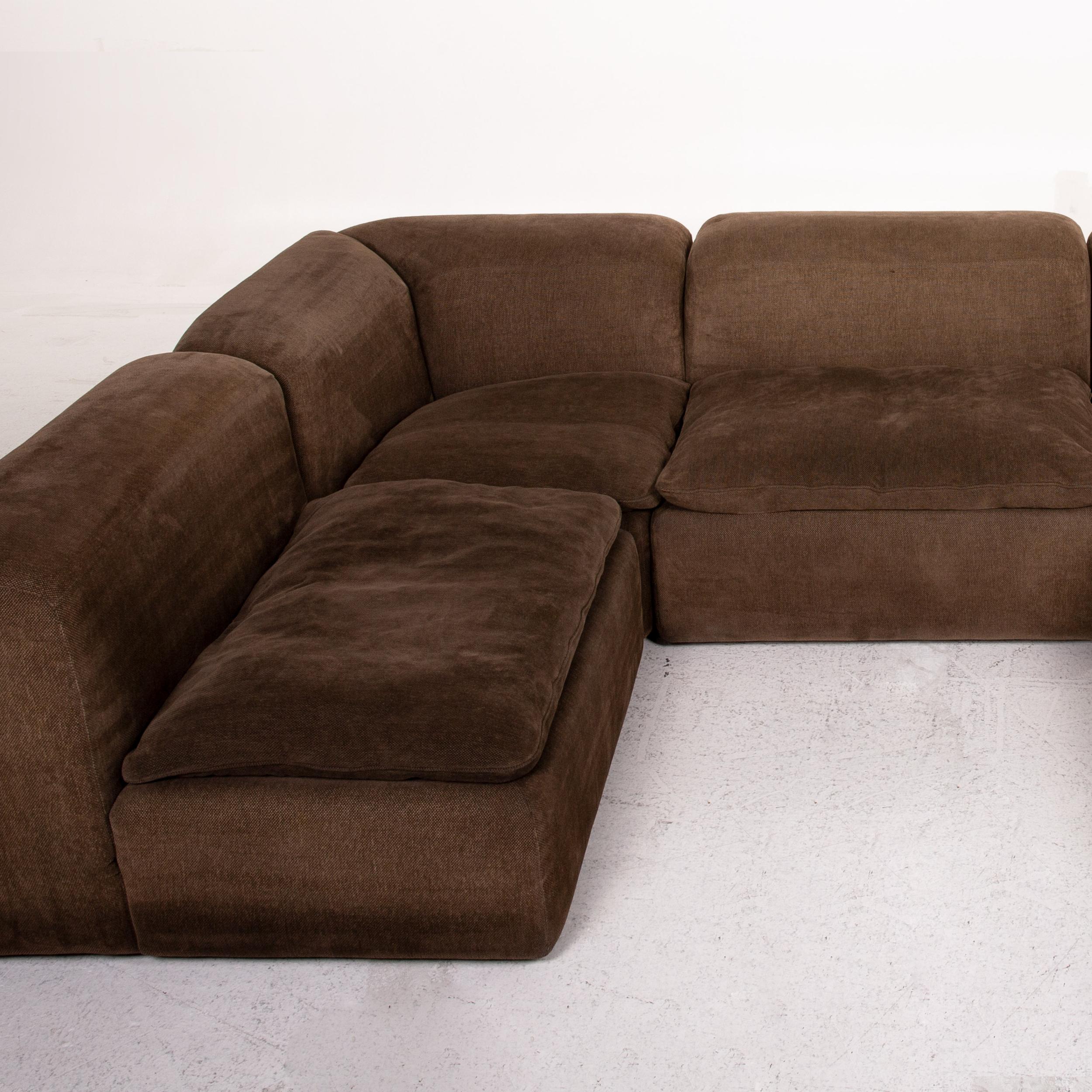 COR Samt Stoff Ecksofa Brown Modular Sofa Couch 2