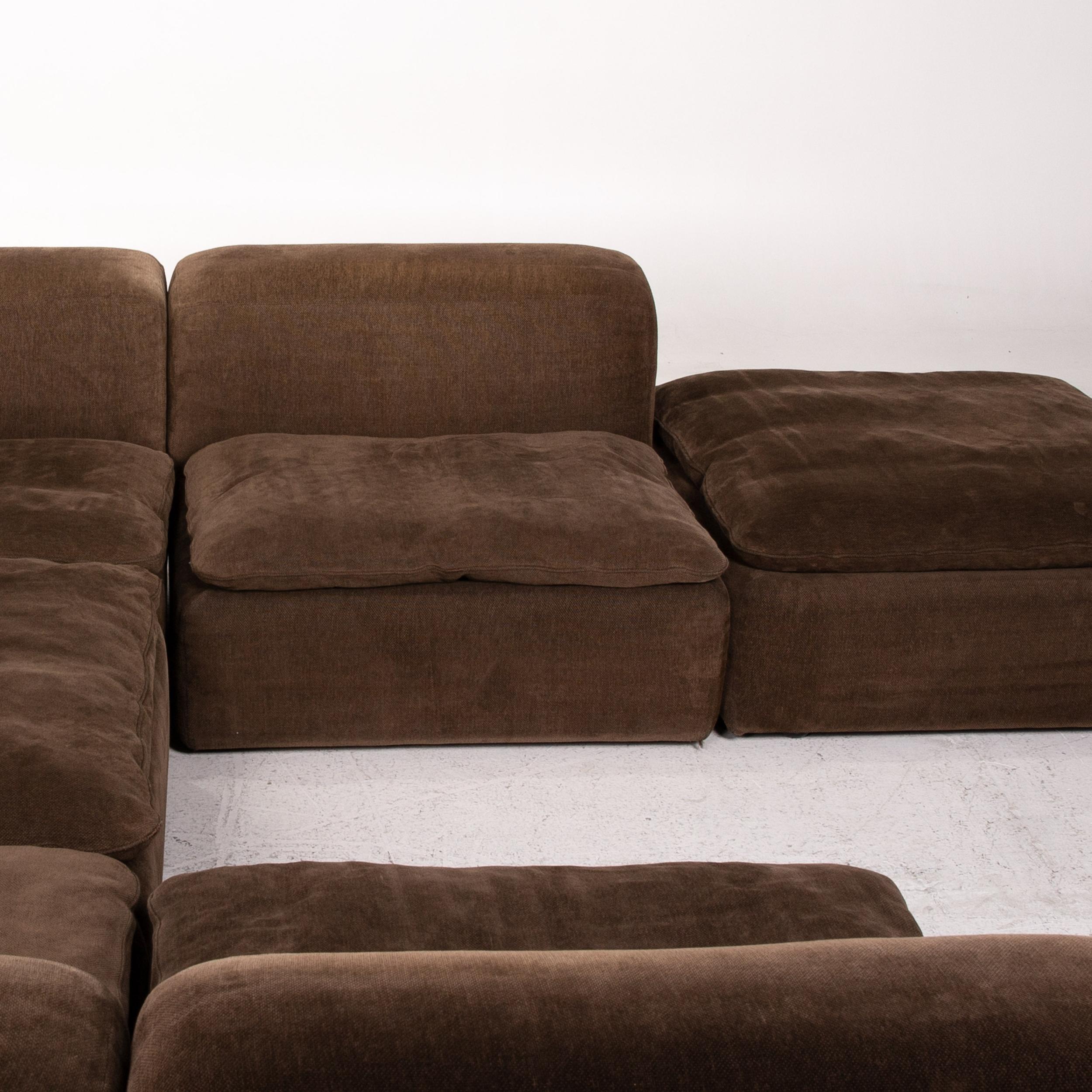 COR Samt Stoff Ecksofa Brown Modular Sofa Couch 3