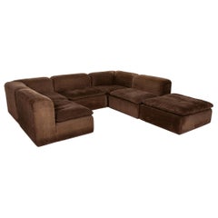 COR Samt Stoff Ecksofa Brown Modular Sofa Couch
