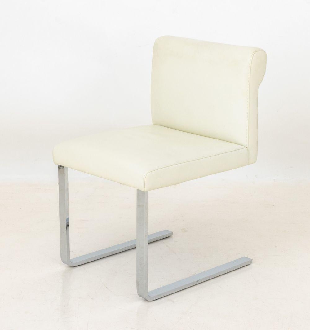 Tedesco Sedie da pranzo CORS in pelle bianca e cromo, coppia