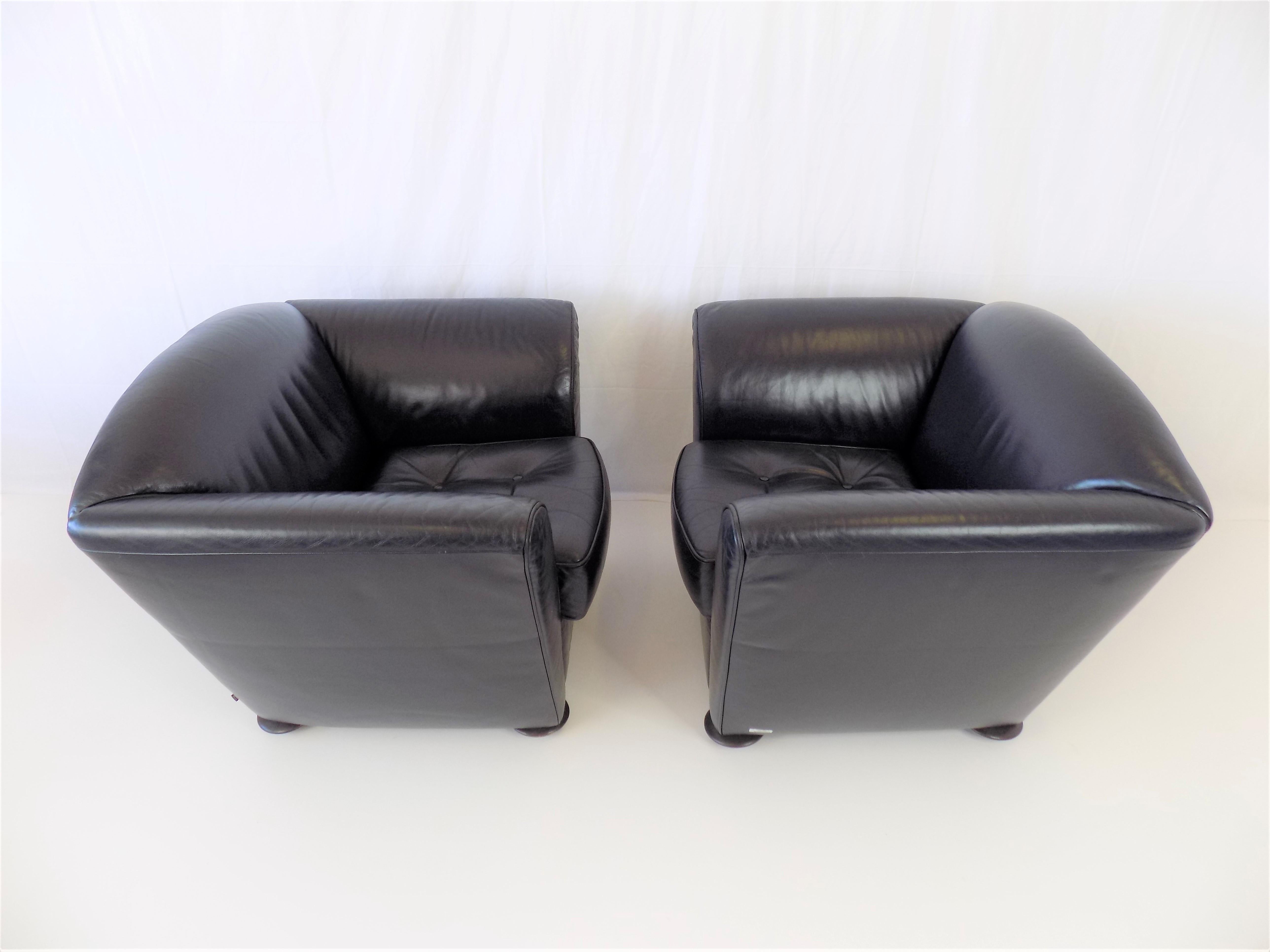 Cor Zelda Set of 2 Leather Armchairs By Peter Maly, Germany, 1980 For Sale 1