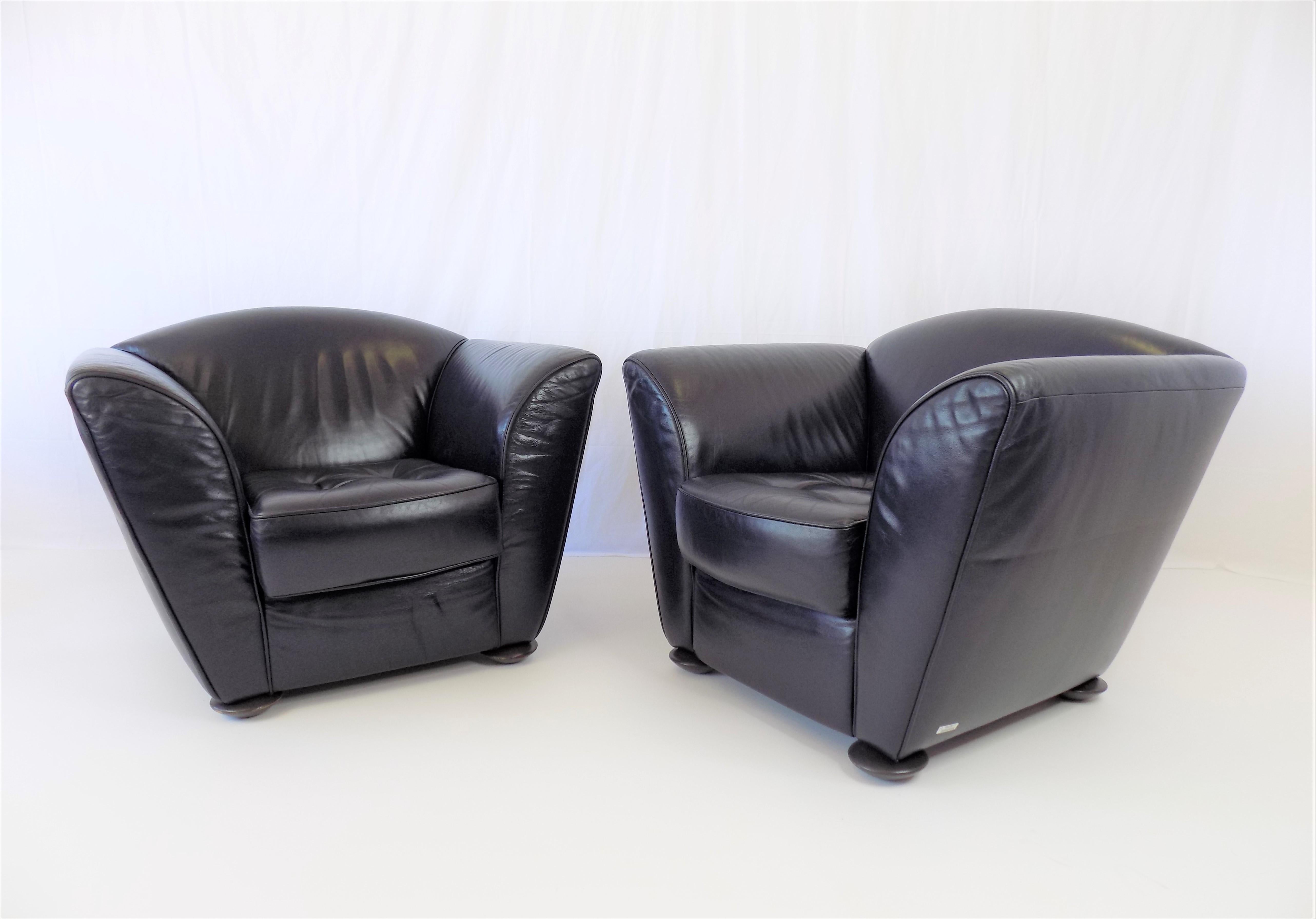 Cor Zelda Set of 2 Leather Armchairs By Peter Maly, Germany, 1980 For Sale 2
