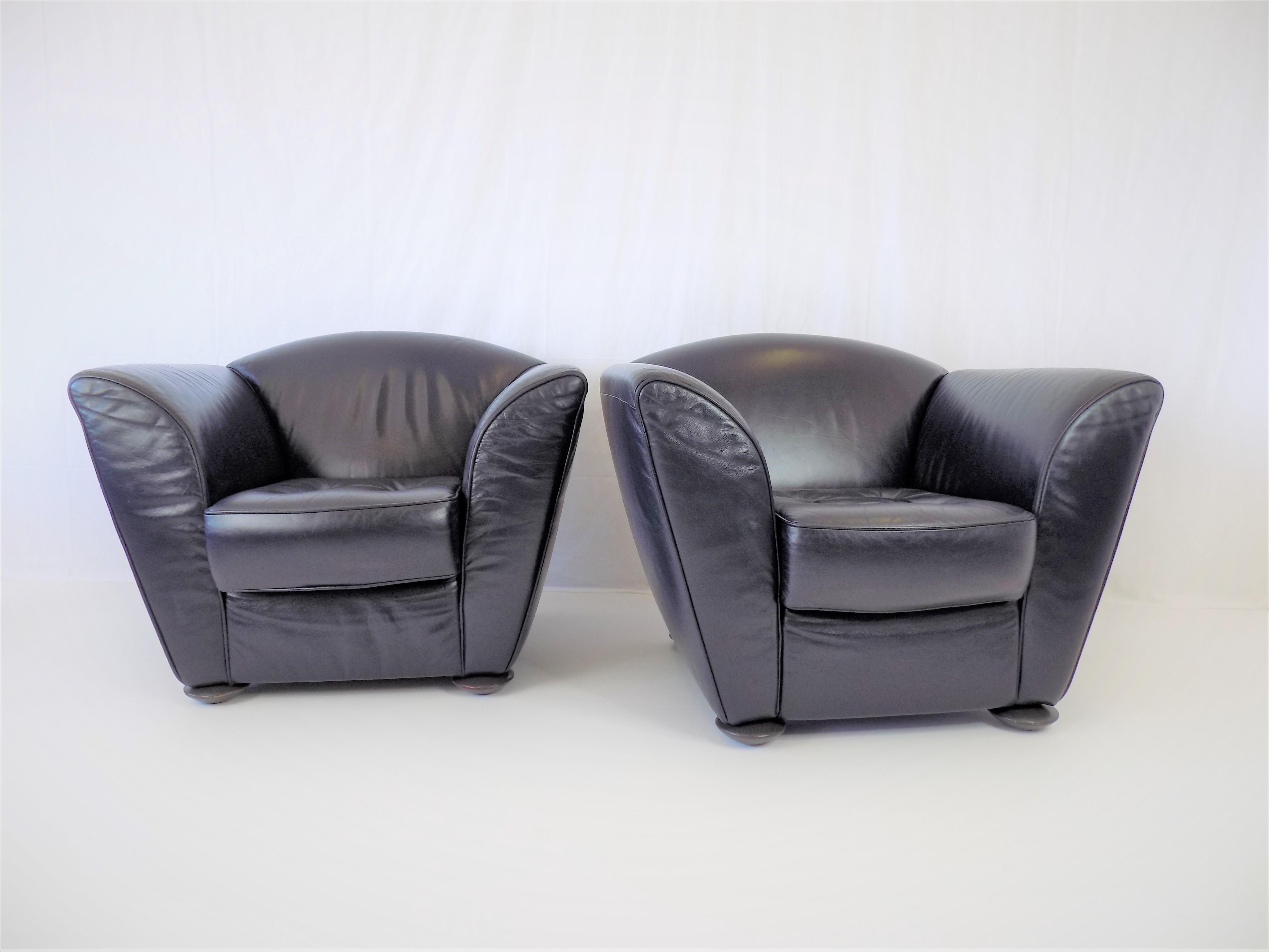 Cor Zelda Set of 2 Leather Armchairs By Peter Maly, Germany, 1980 For Sale 4