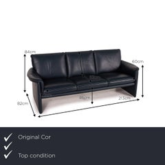 COR Zento Leather Sofa Blue Dark Blue Three-Seater Couch