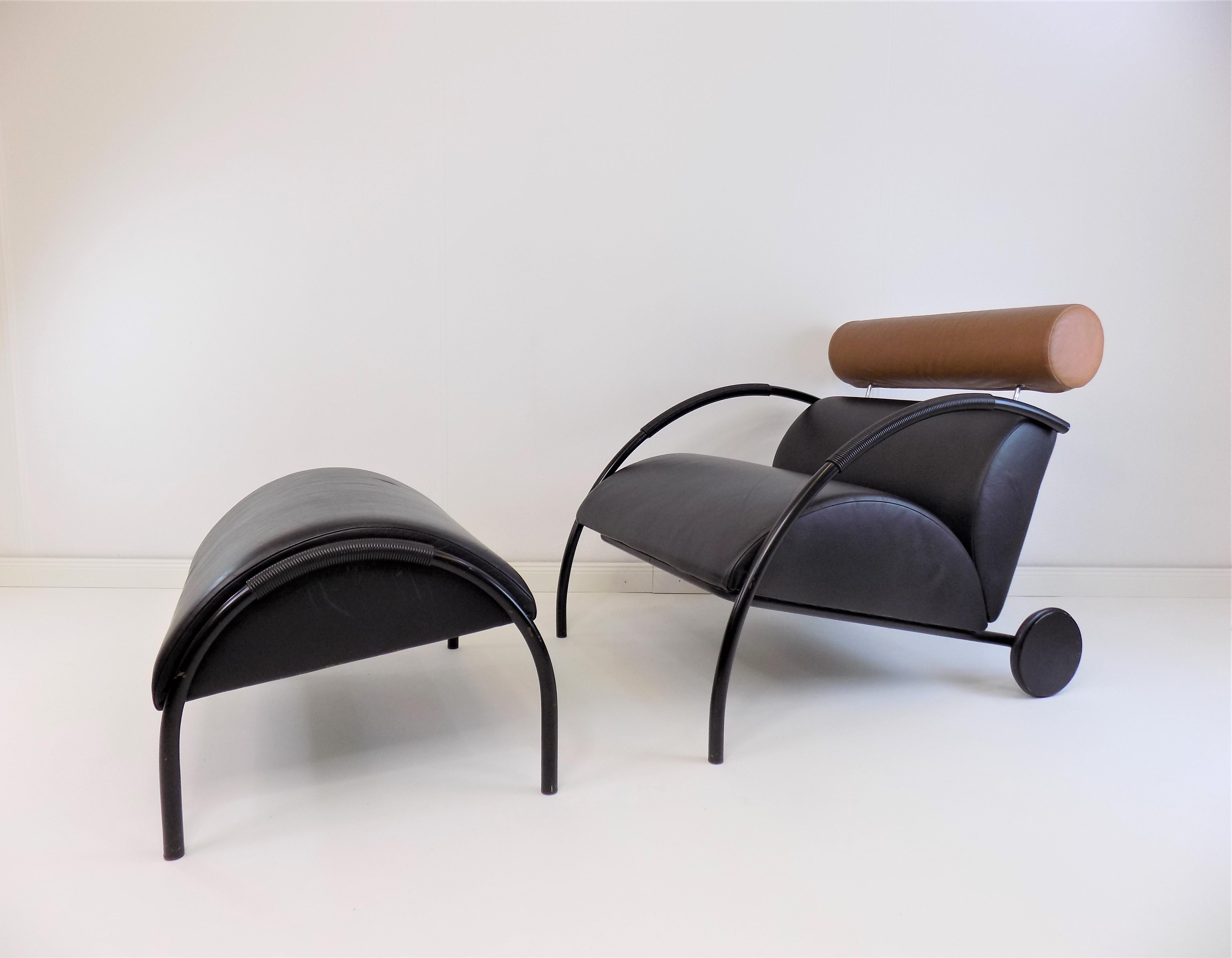 German COR Zyklus Leather Armchair with Ottoman by Peter Maly