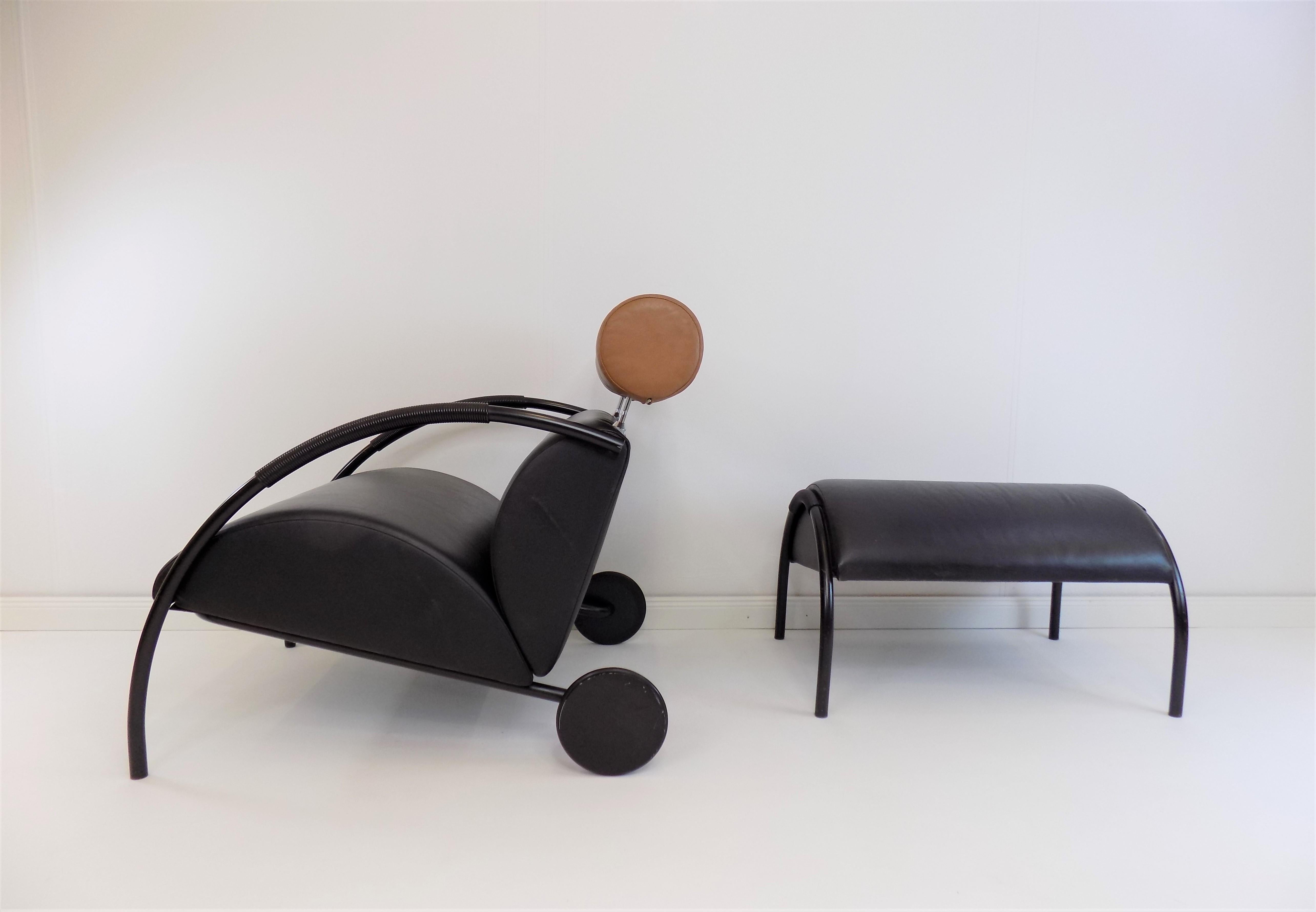 COR Zyklus Leather Armchair with Ottoman by Peter Maly In Good Condition In Ludwigslust, DE