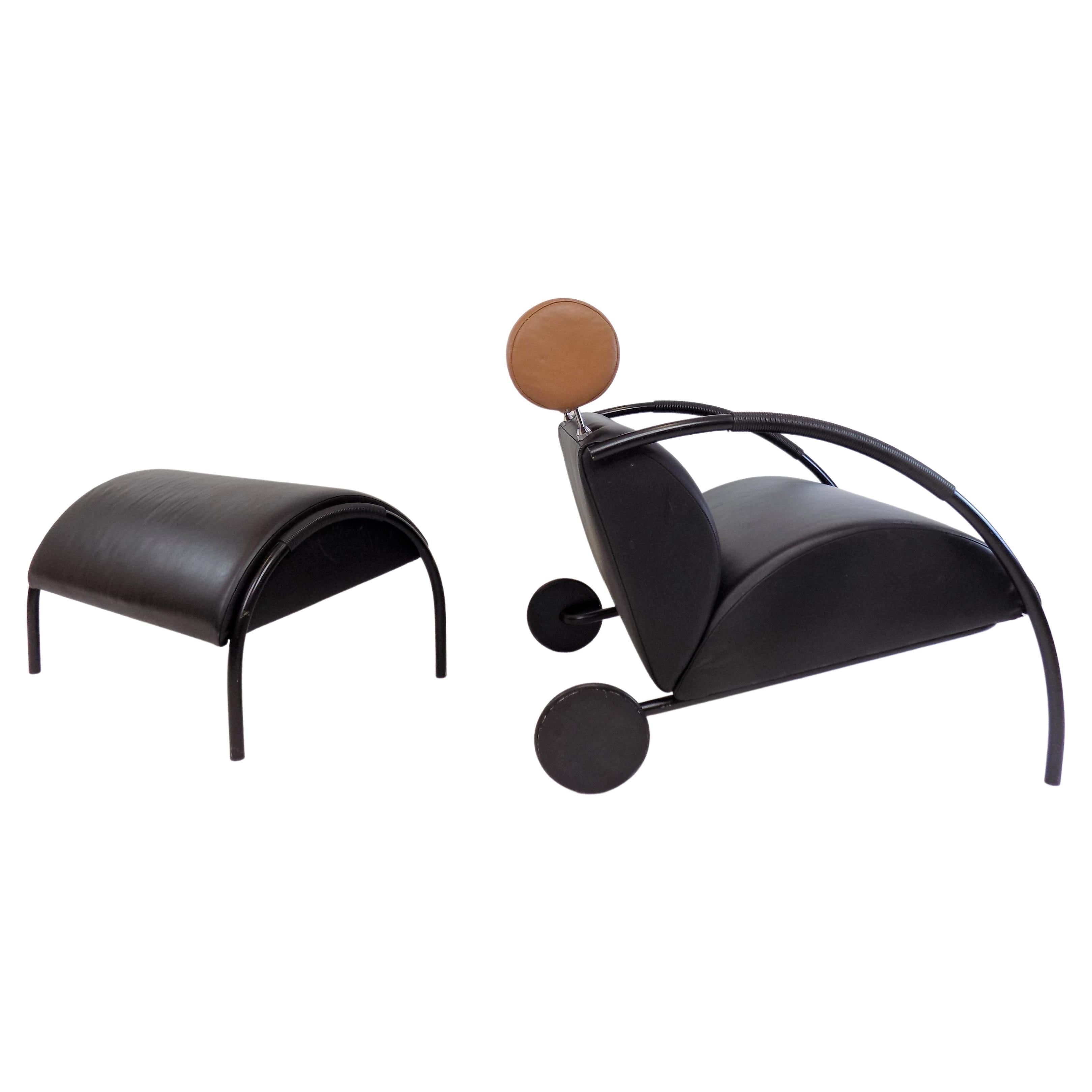 COR Zyklus Leather Armchair with Ottoman by Peter Maly