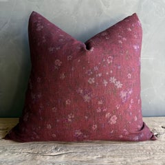 Cora Burgundy Floral Pillow with Down Inserts 20" x 20"