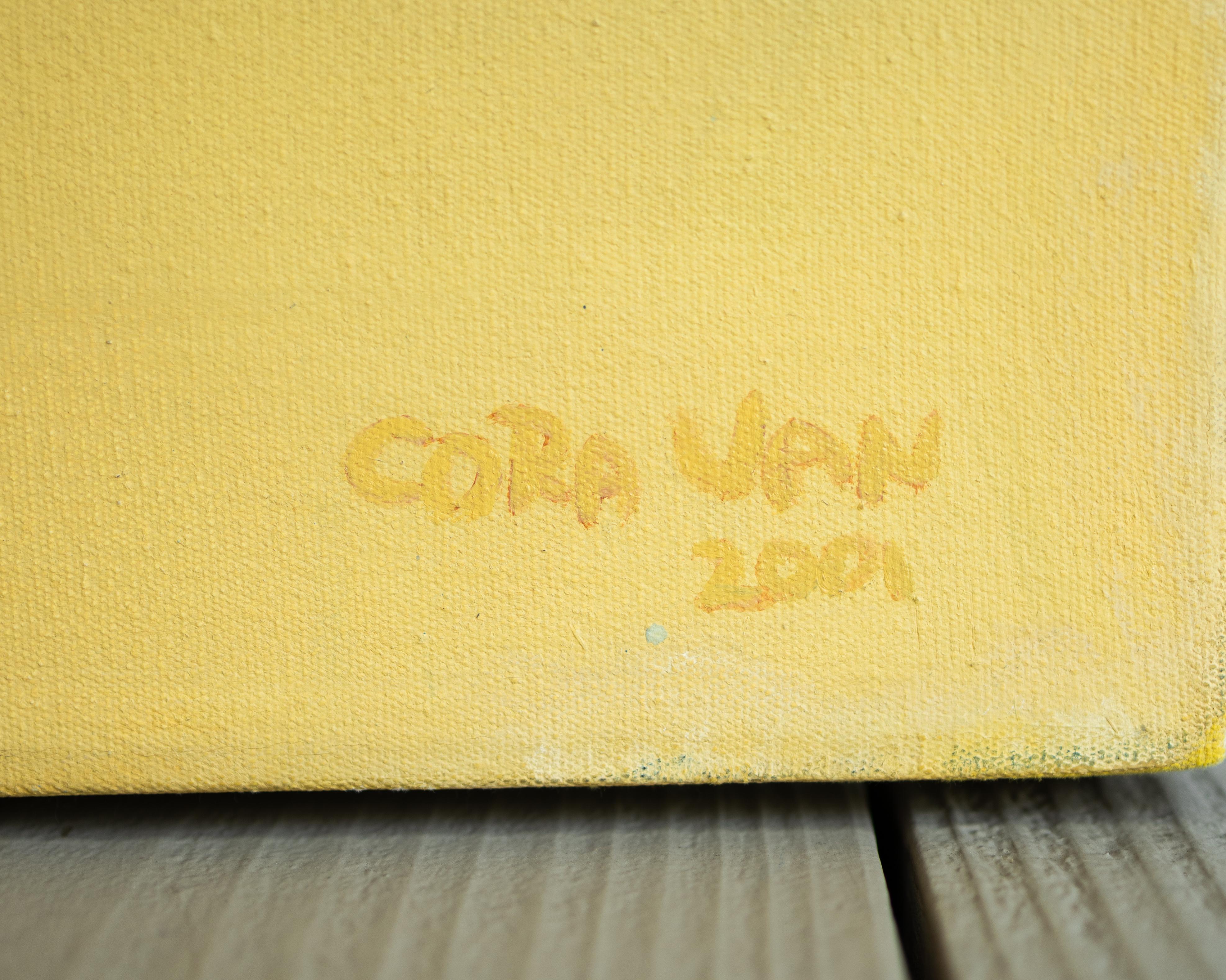 Abstraction jaune et bleue - Minimaliste Painting par Cora Van