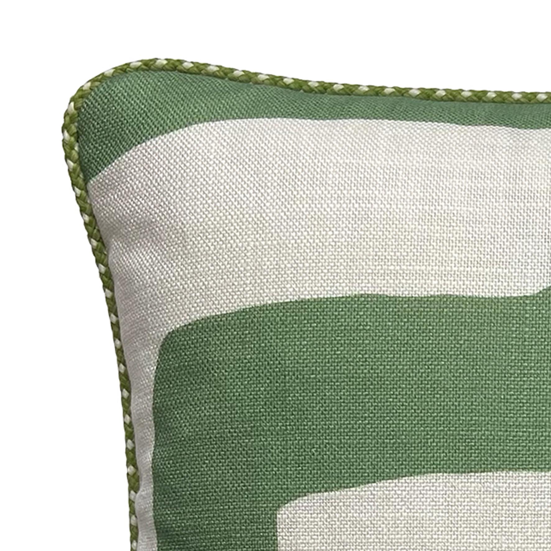 Woven Cora White Kuba Linen Piped Cushion For Sale