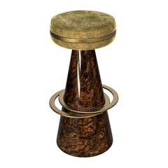 Sgabello da bar "Coraggioso" con patina di bronzo, fatto a mano, Istanbul