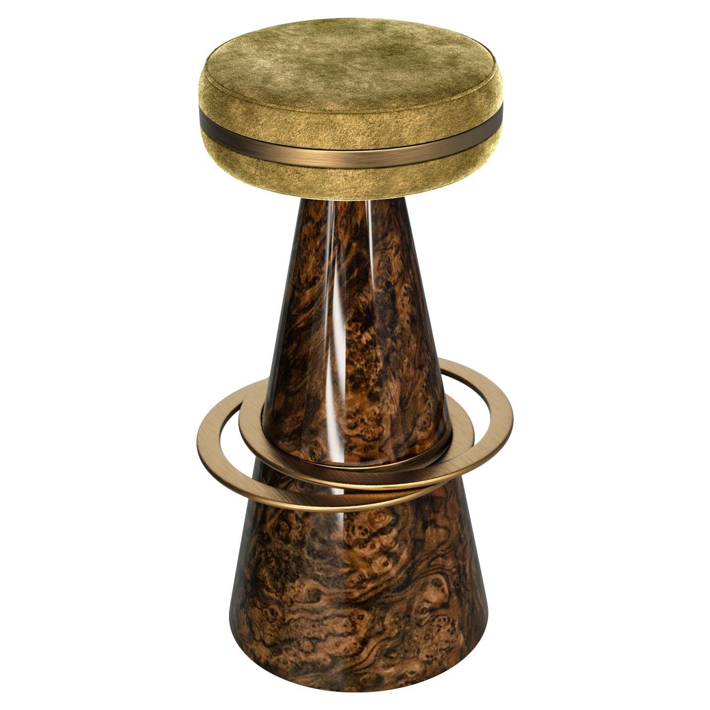 "Coraggioso" Barstool with Patina Bronze, Handmade, Istanbul