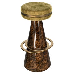 Taburete de bar "Coraggioso" con pátina de bronce, hecho a mano, Estambul