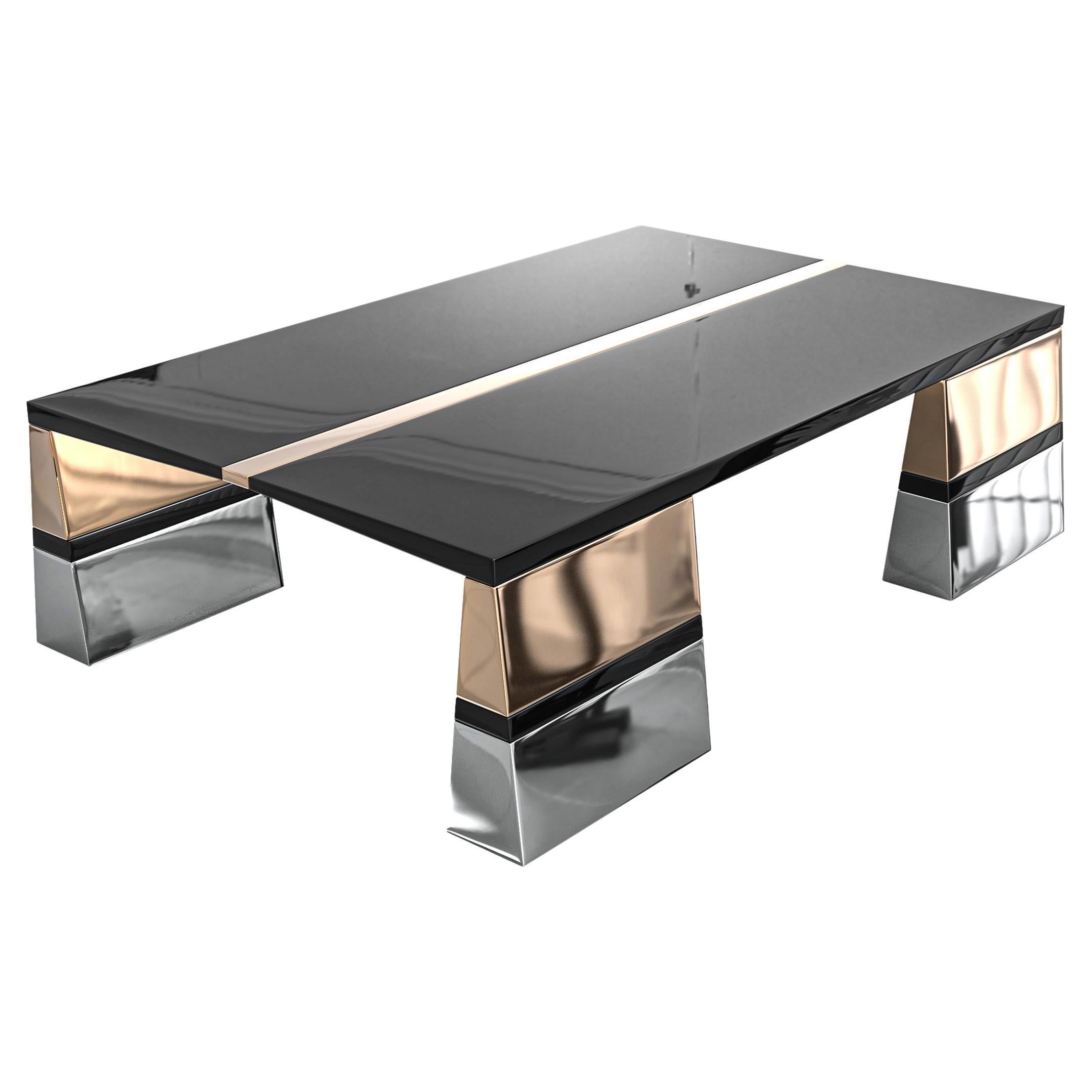 "Coraggioso" Coffee Table with Bronze and Stainless Steel, Istanbul For Sale