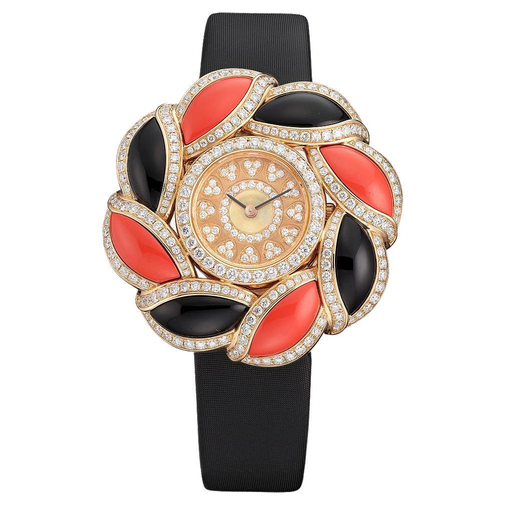 Montre Dianond en corail et onyx en vente