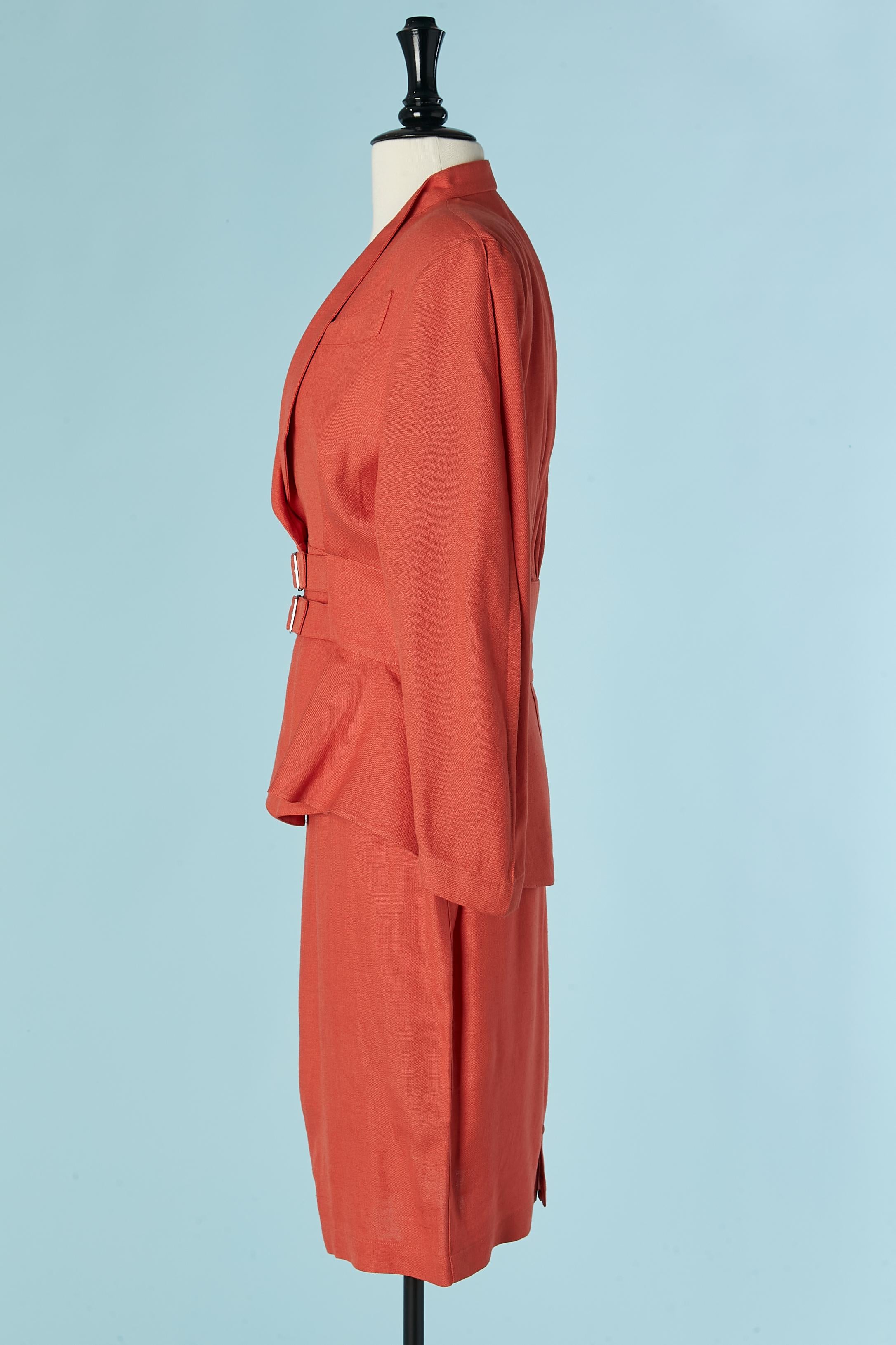 Donna Gonna-suit in rayon e lino Corail Thierry Mugler in vendita