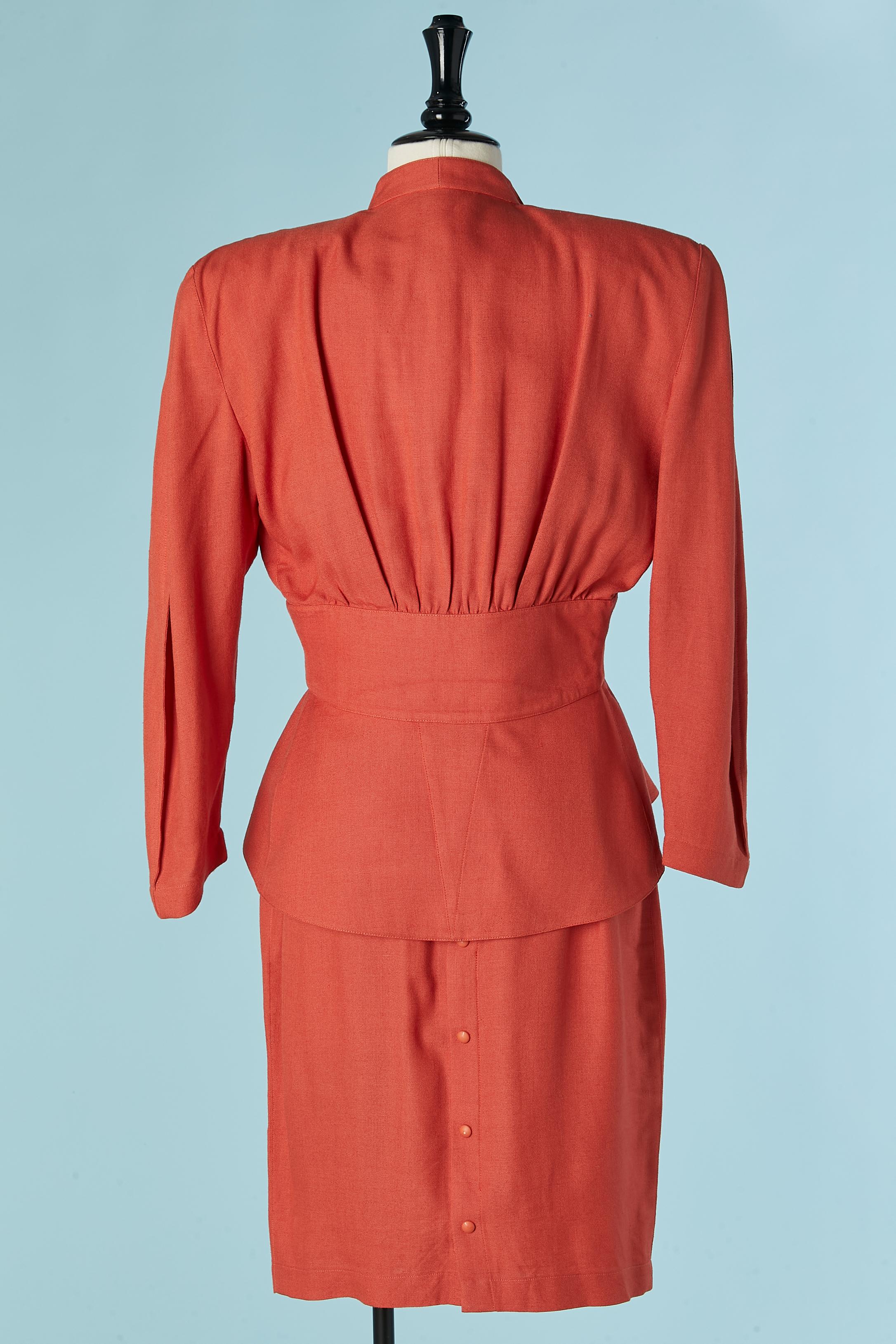 Gonna-suit in rayon e lino Corail Thierry Mugler in vendita 1