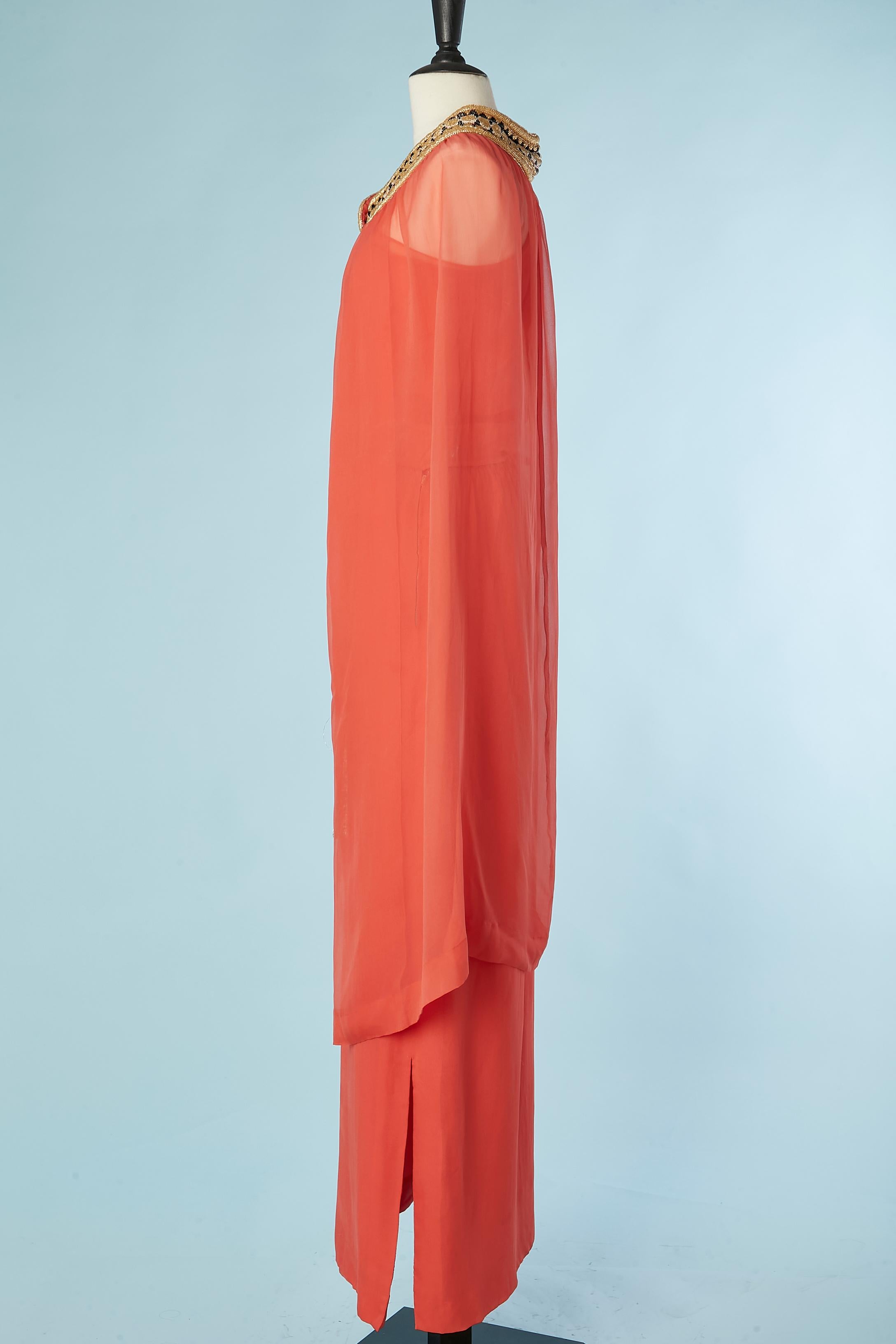 Women's Corail silk chiffon evening dress with cape and beadwork Givenchy Reproduction  For Sale