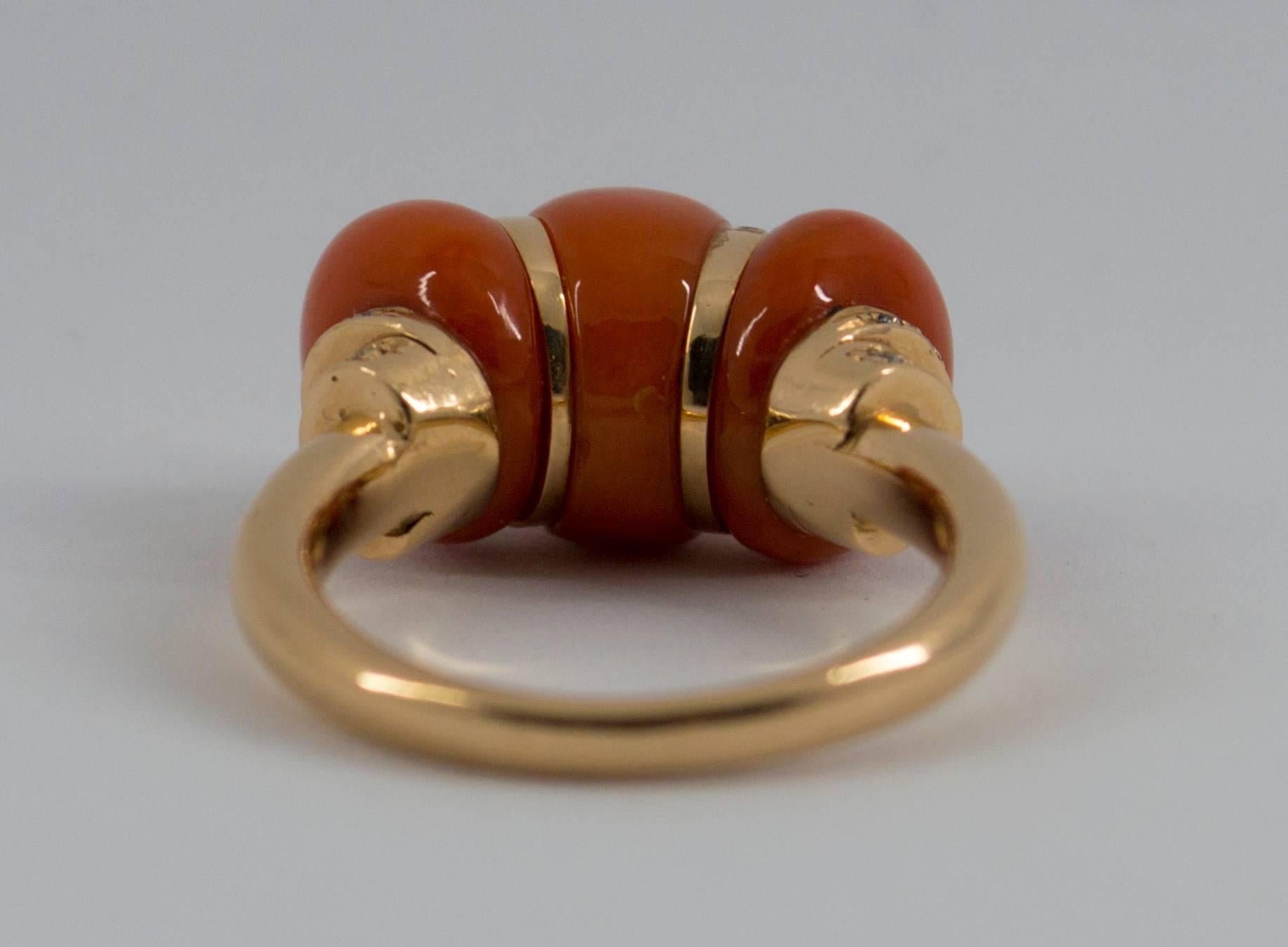 Coral 0.35 Carat Diamond Yellow Gold Cocktail Ring 4