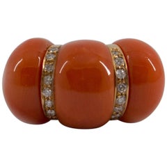 Coral 0.35 Carat Diamond Yellow Gold Cocktail Ring