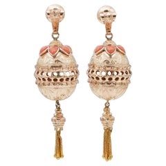 Orecchini pendenti in Coral, oro rosa 14 carati