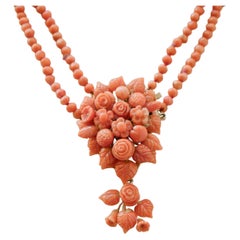 Coral, 14 Karat Rose Gold Necklace.