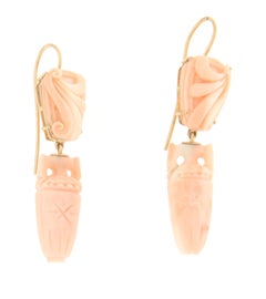 Coral 14 Karat Yellow Gold Anchors Drop Earrings