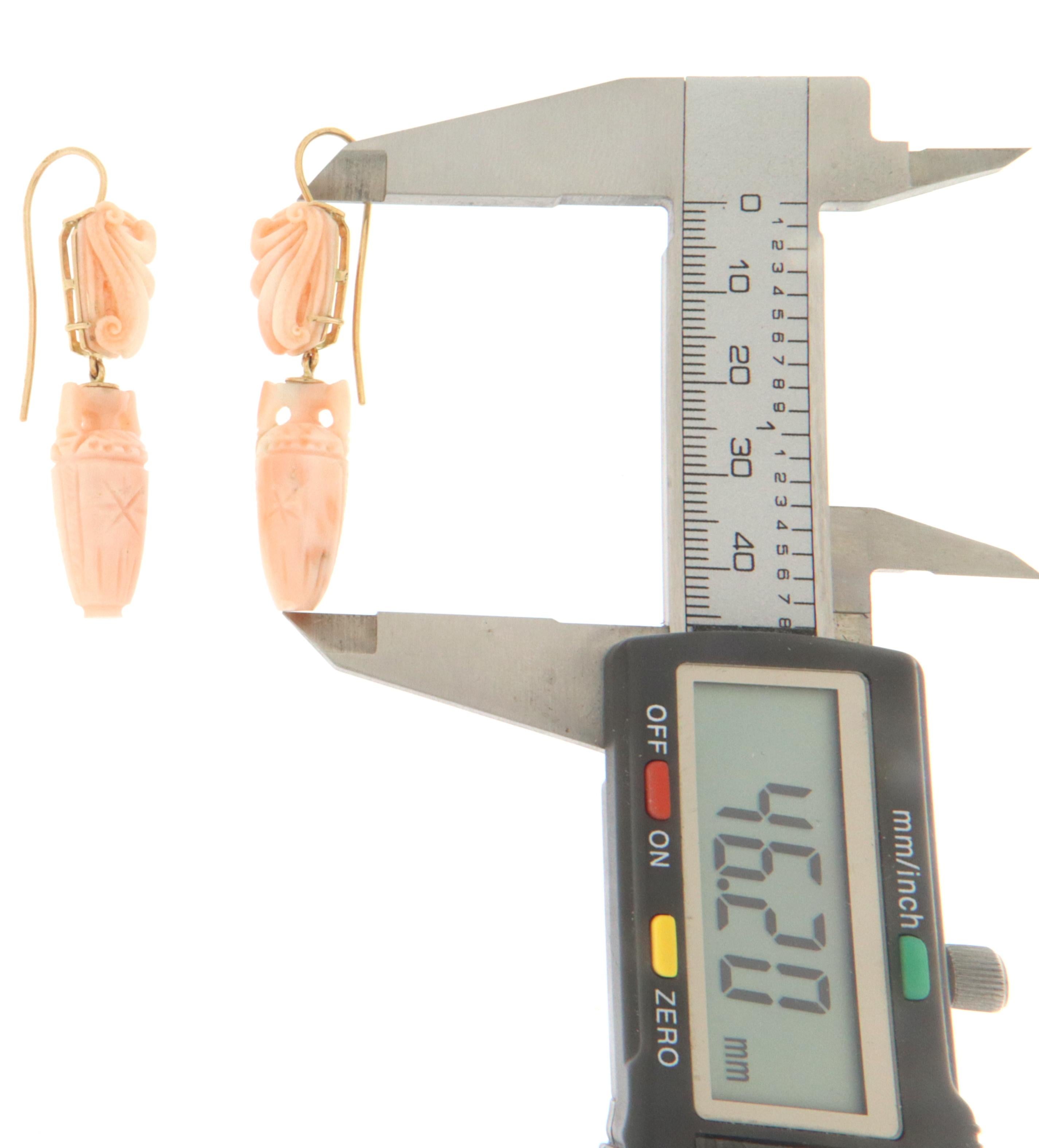Women's Coral 14 Karat Yellow Gold Anchors Drop Earrings For Sale