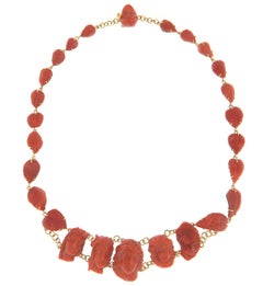 Coral 14 Karat Yellow Gold Choker Necklace
