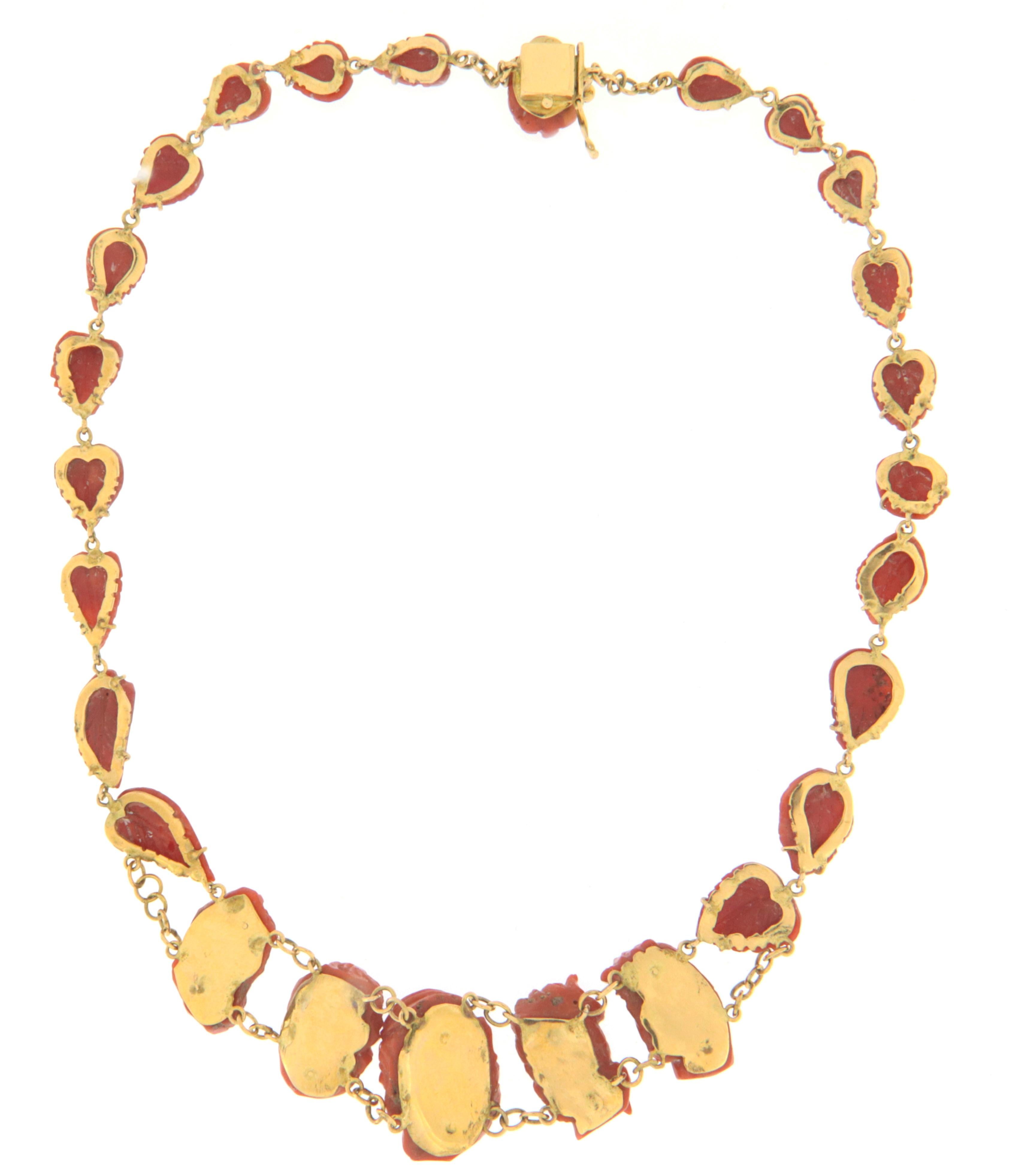 Koralle 14 Karat Gelbgold Choker-Halskette im Angebot 3