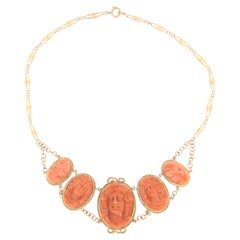Coral 14 Karat Yellow Gold Choker Necklace