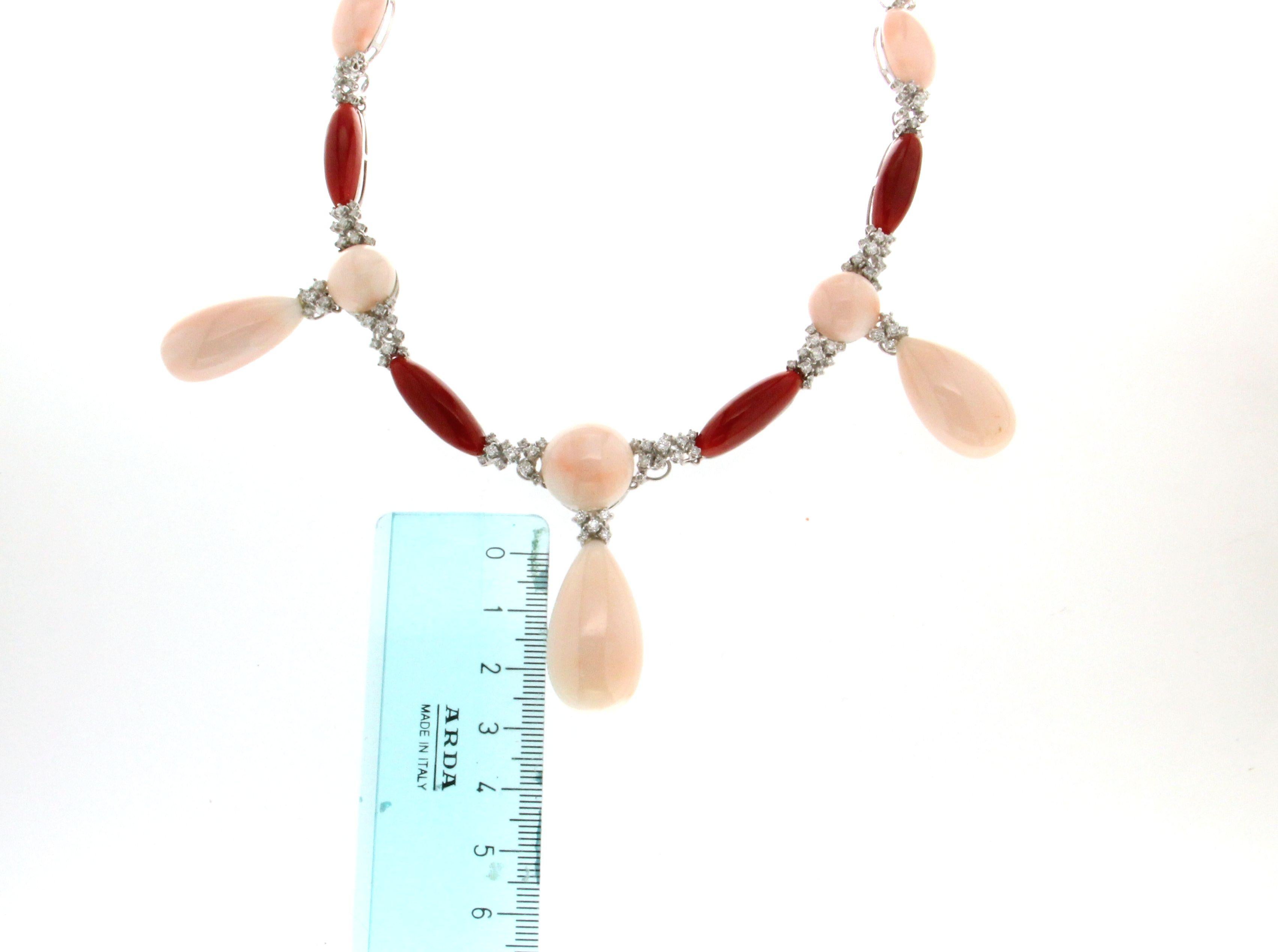 Coral 18 Carat White Gold Diamonds Choker Necklace 3