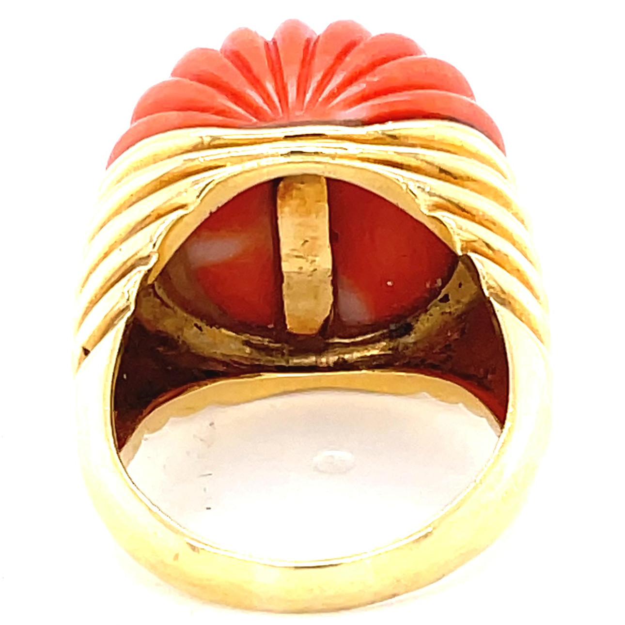 Women's Coral 18 Karat Gold Dome Ring