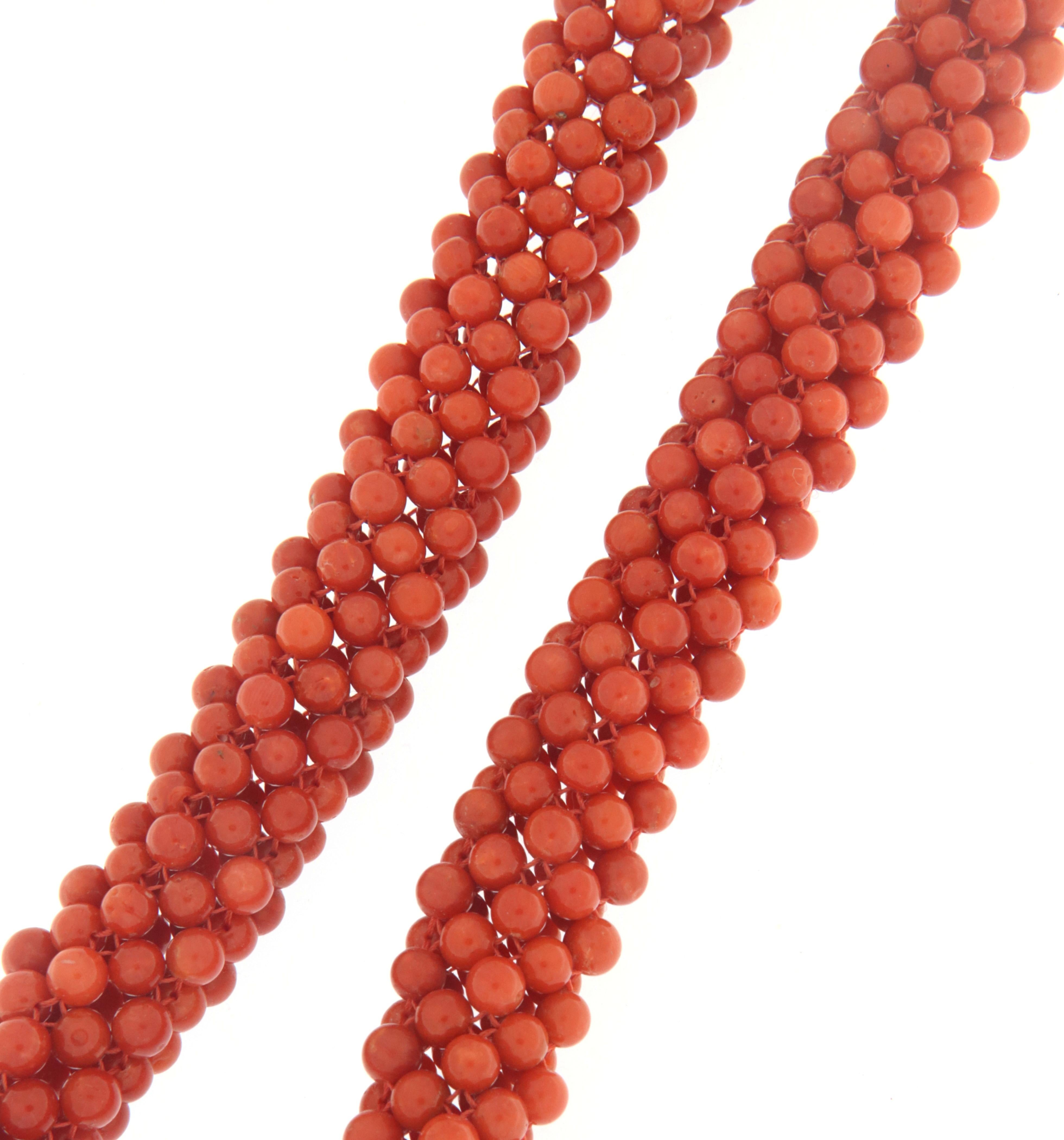 Koralle 18 Karat Gelbgold Choker-Halskette im Zustand „Neu“ in Marcianise, IT