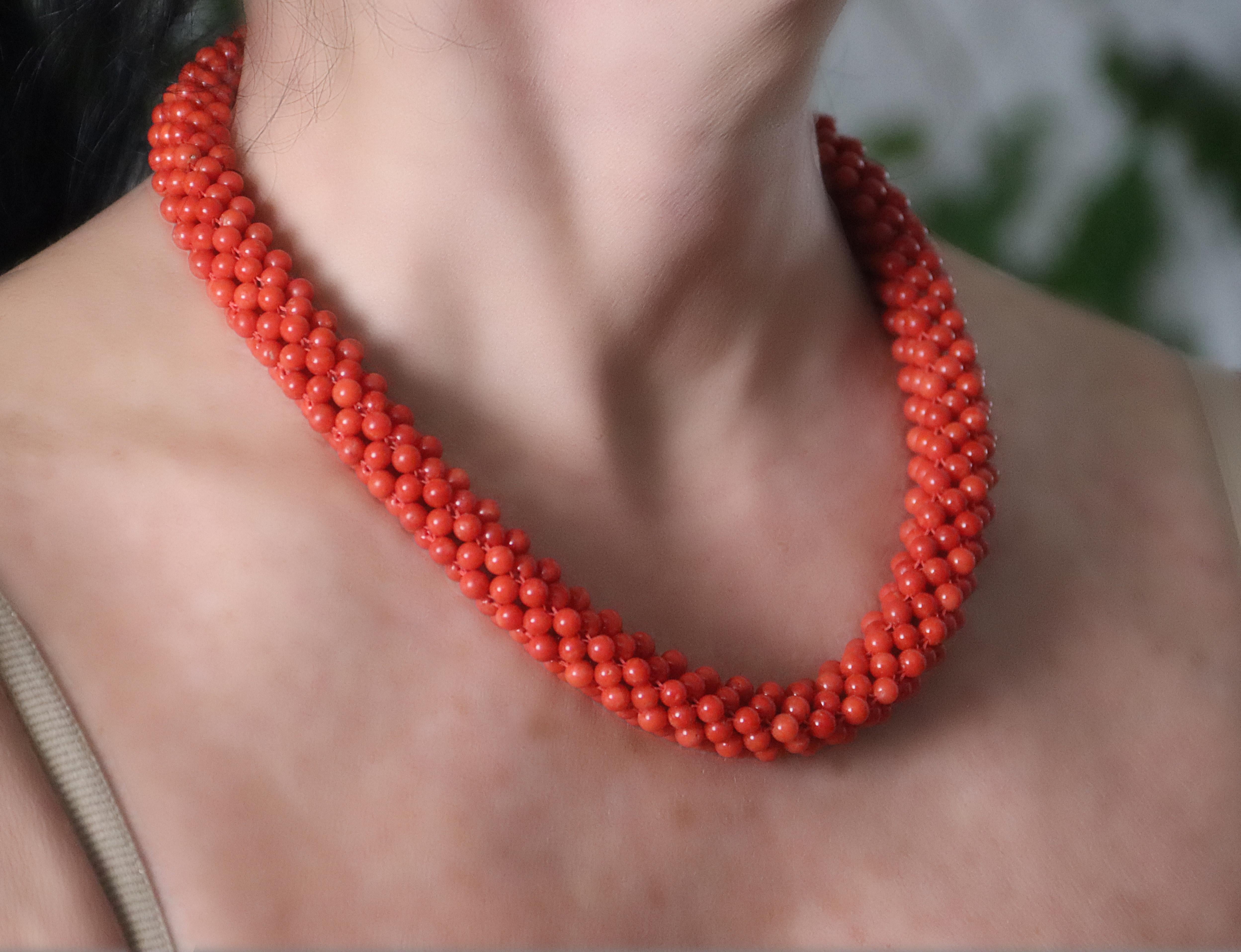 Koralle 18 Karat Gelbgold Choker-Halskette 3