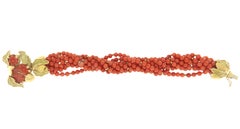 Coral 18 Karat Yellow Gold Cuff Bracelet