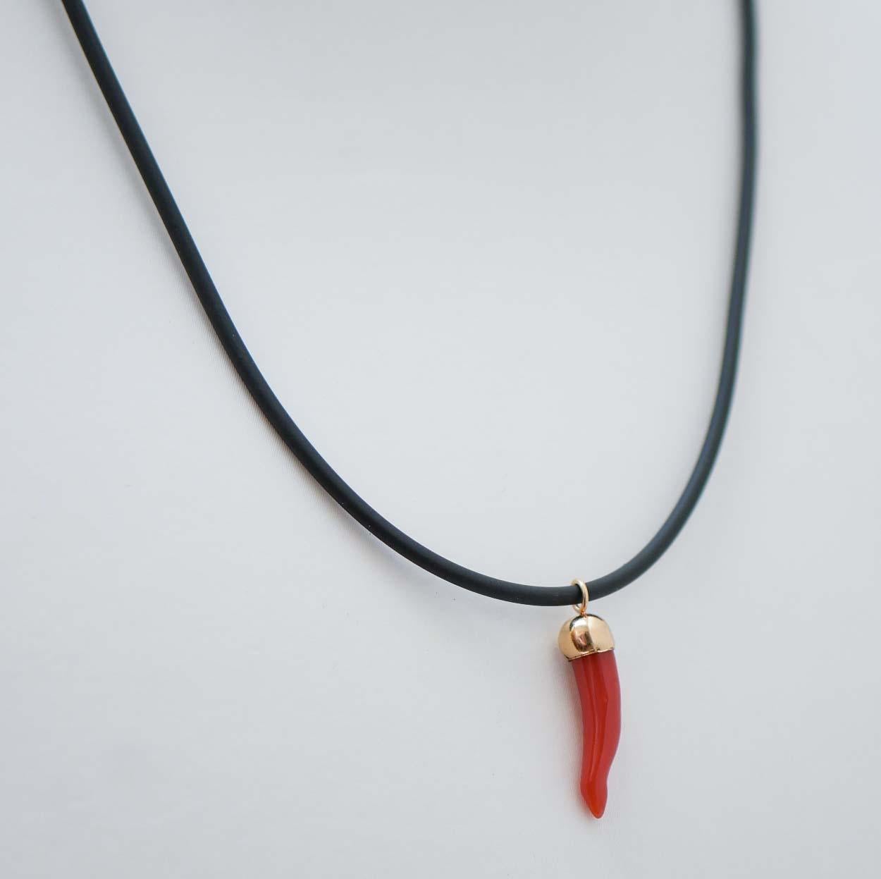 Retro Coral, 18 Karat Yellow Gold Pendant.